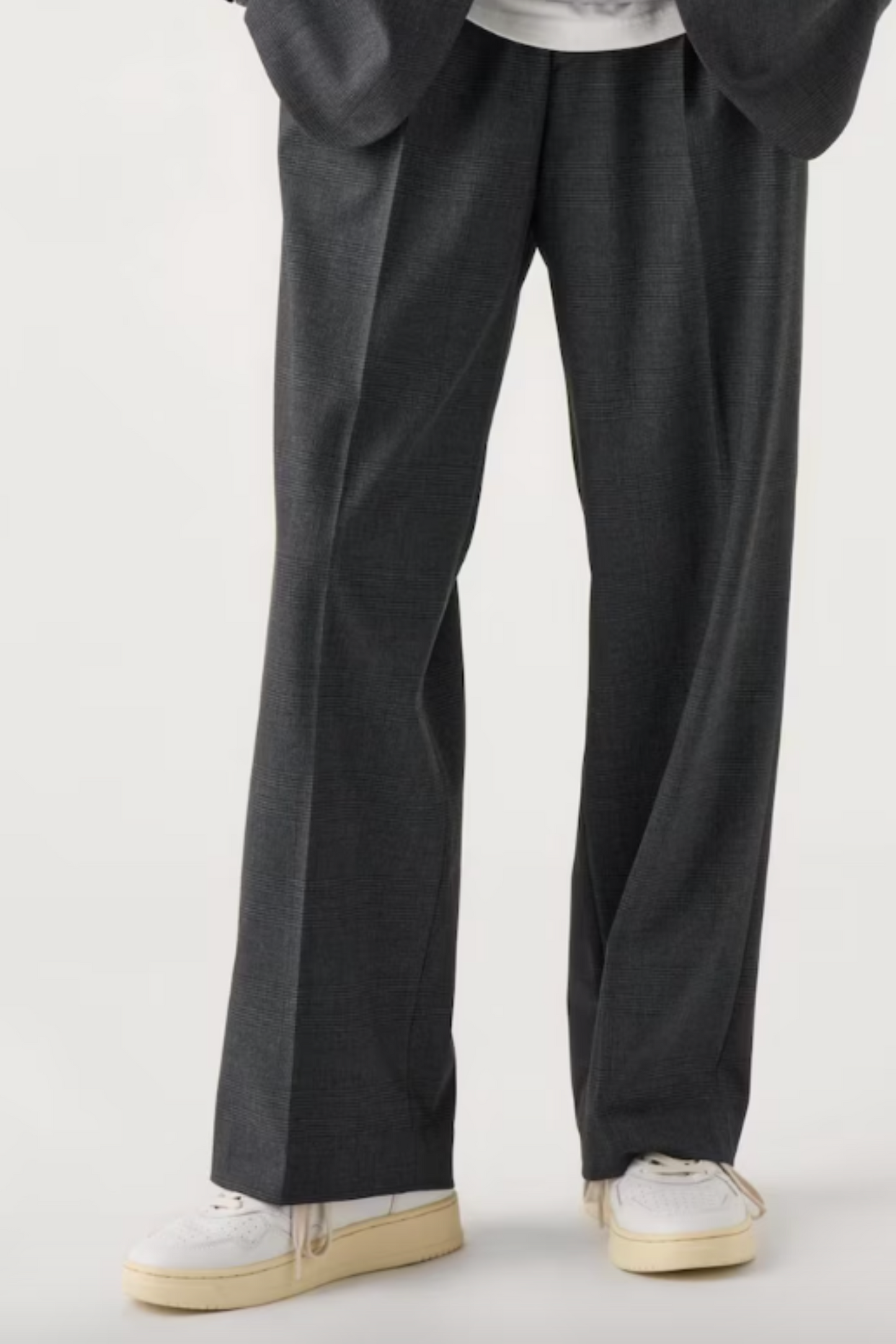 Pleated Wide Trousers (Check)