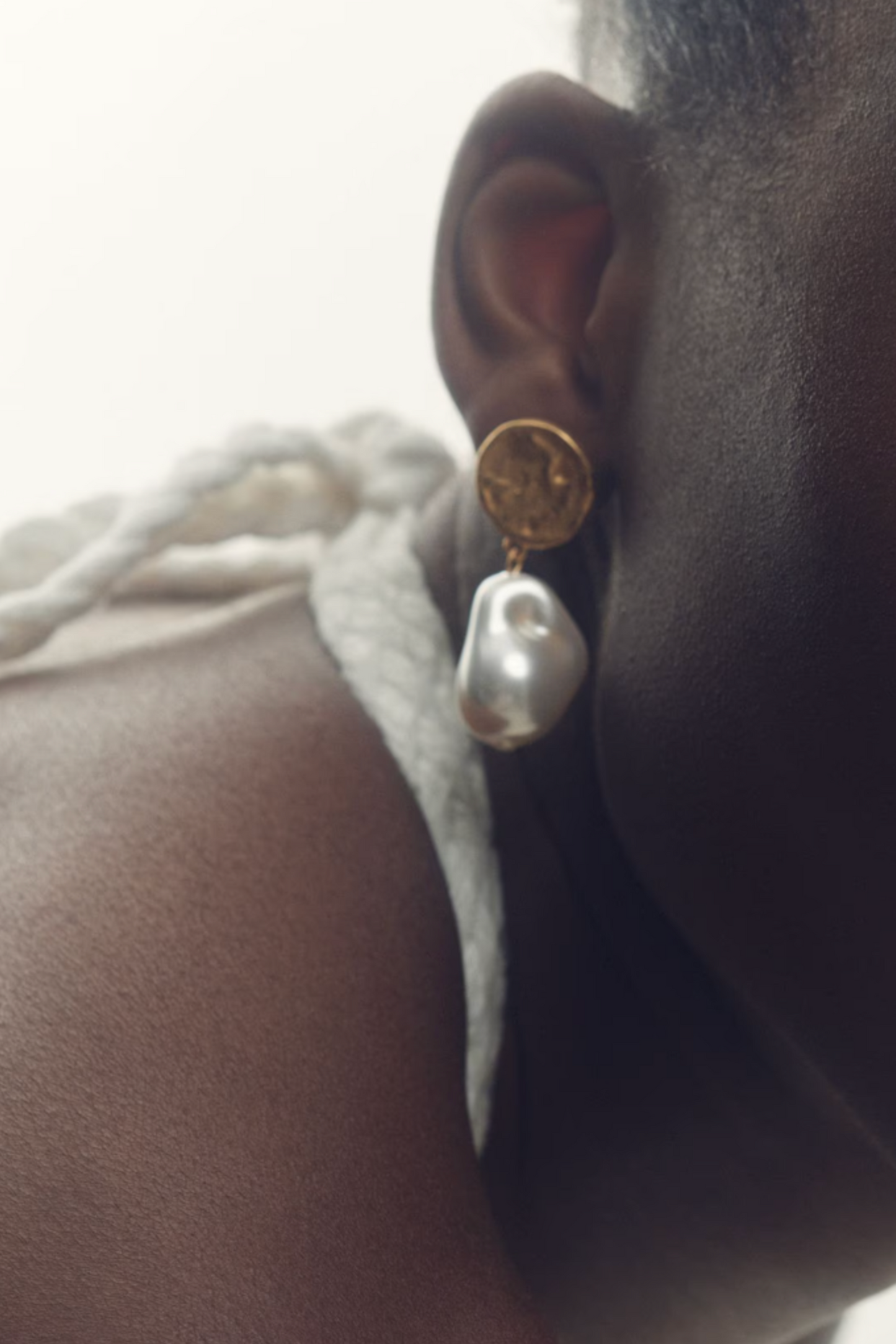 Maya Molten Faux-Pearl Drop Earrings in Gold Tone
