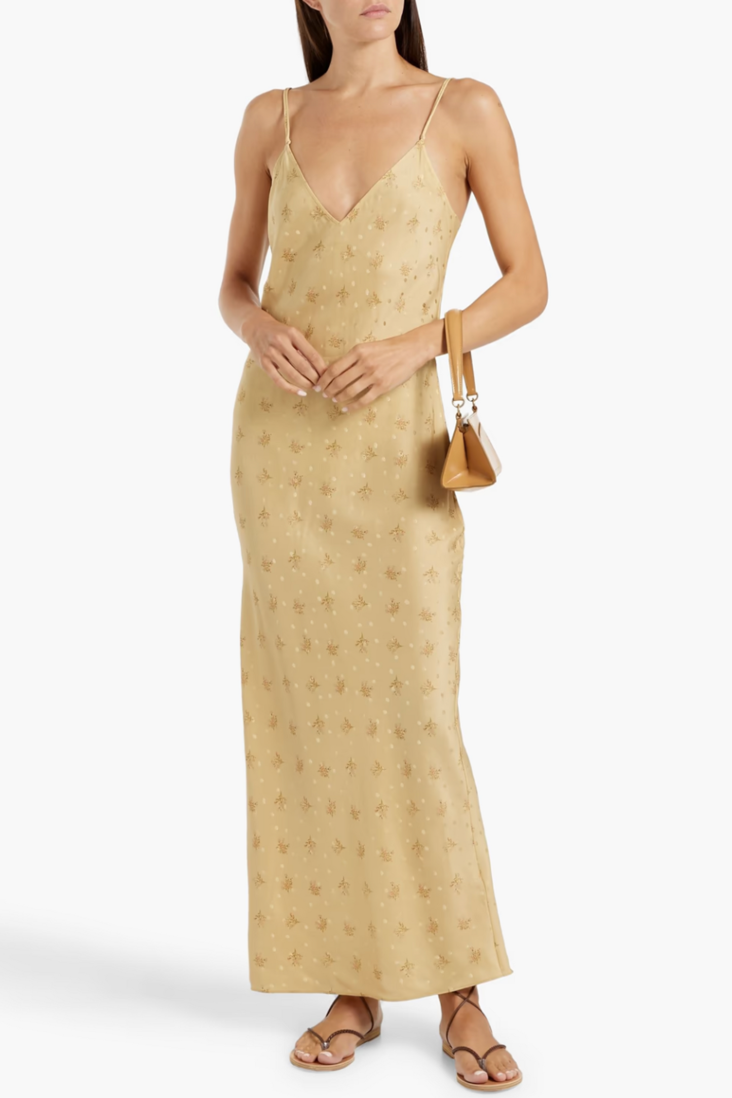Floral-print Silk-satin Jacquard Maxi Slip Dress