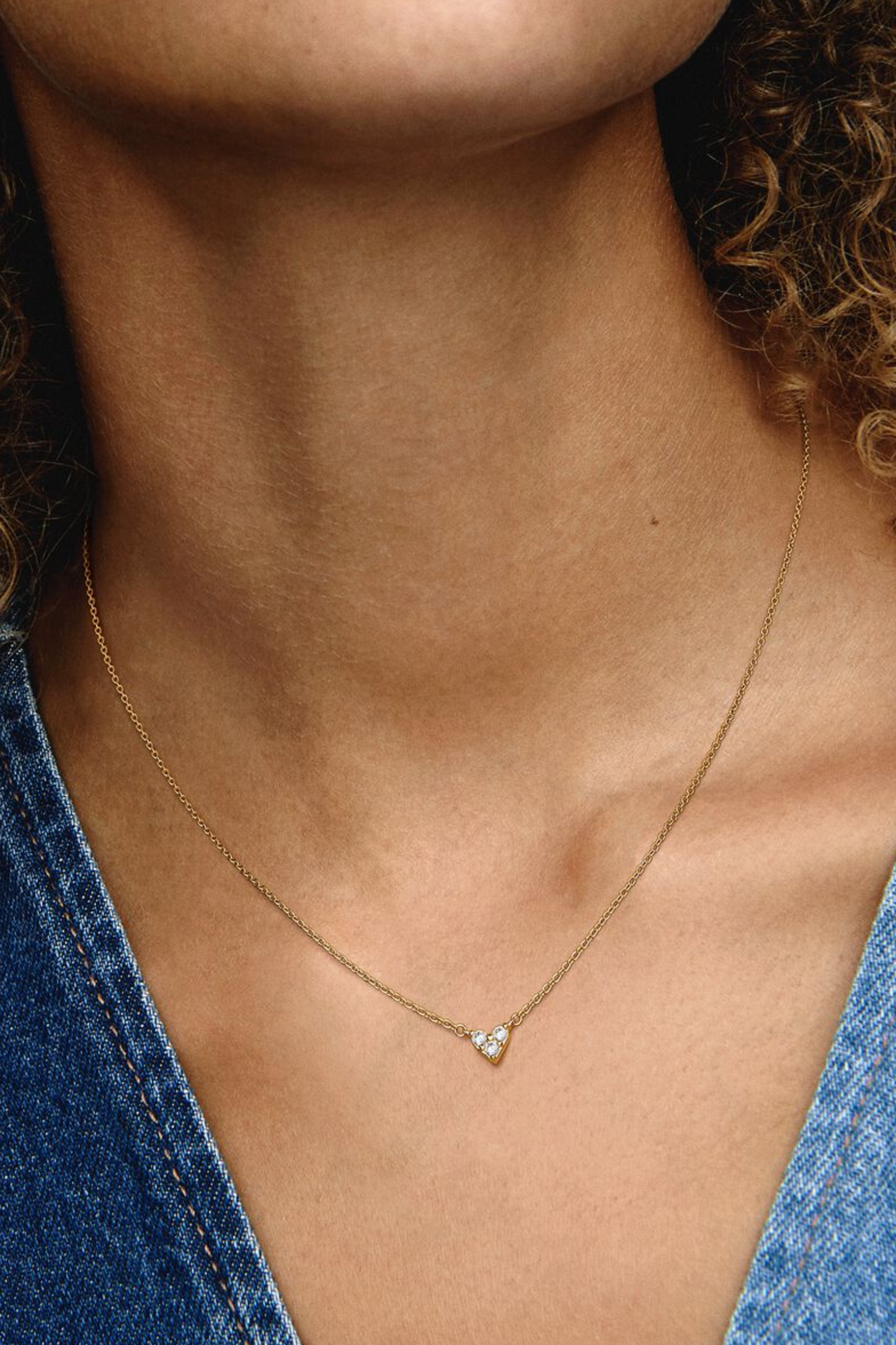 Triple Stone Heart Collier Necklace