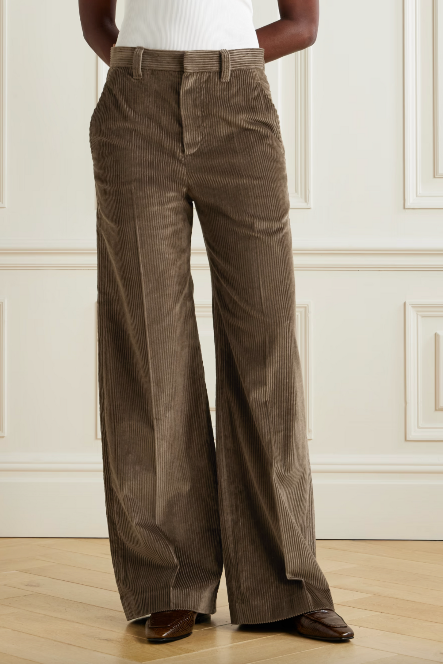 Cotton-Corduroy Wide-leg Pants