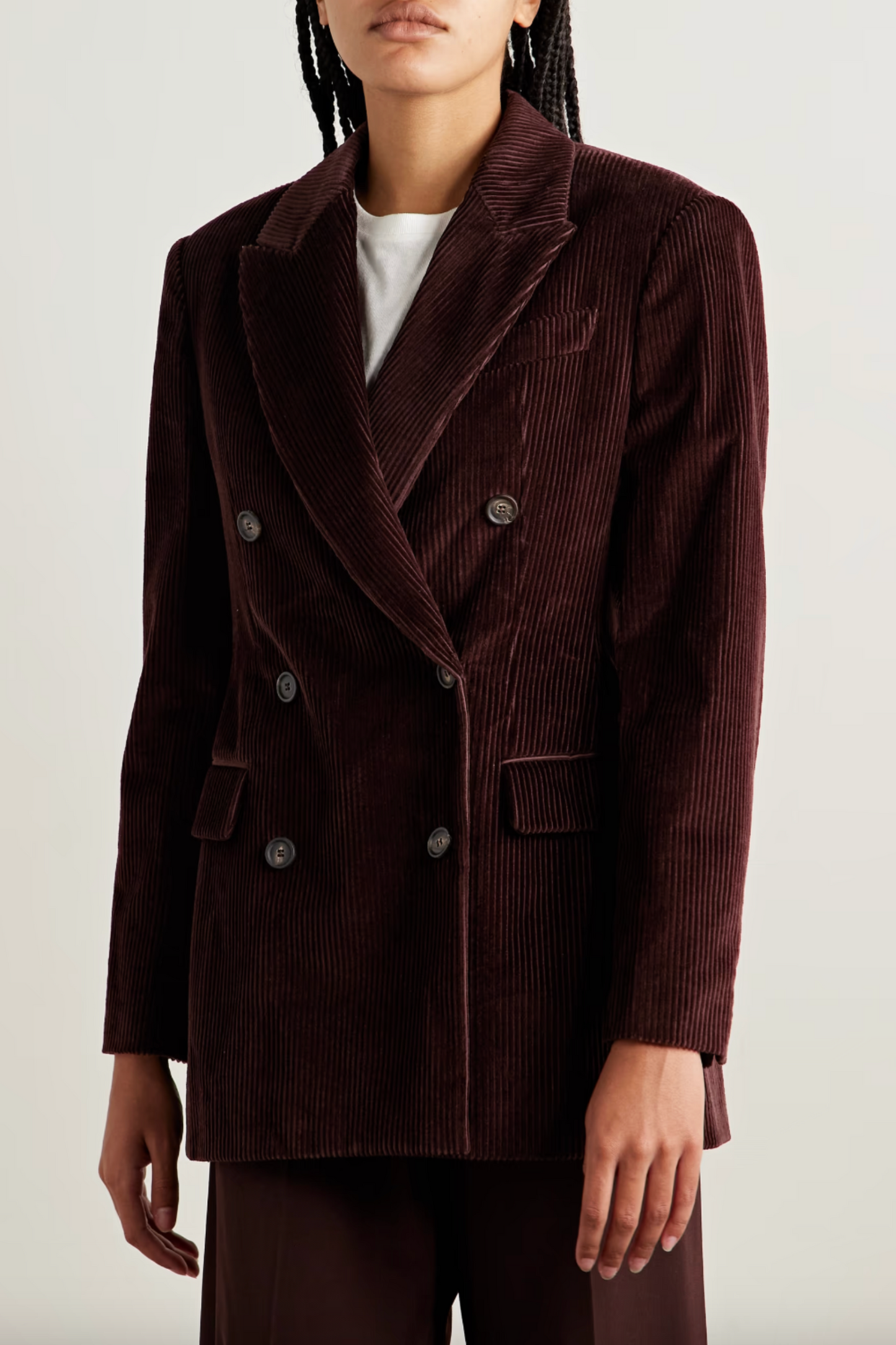 Oversized Double-breasted Cotton-corduroy Blazer