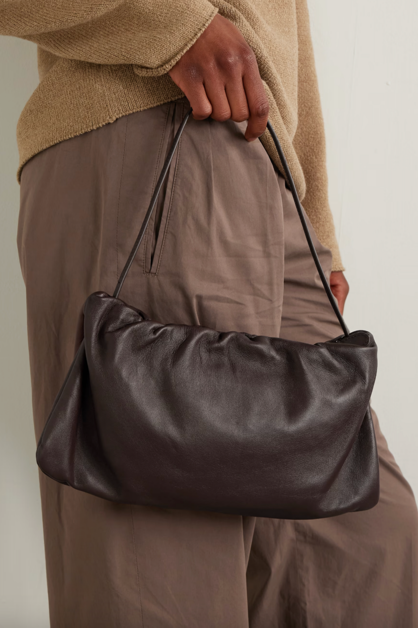 Bourse XL Gathered Leather Shoulder Bag