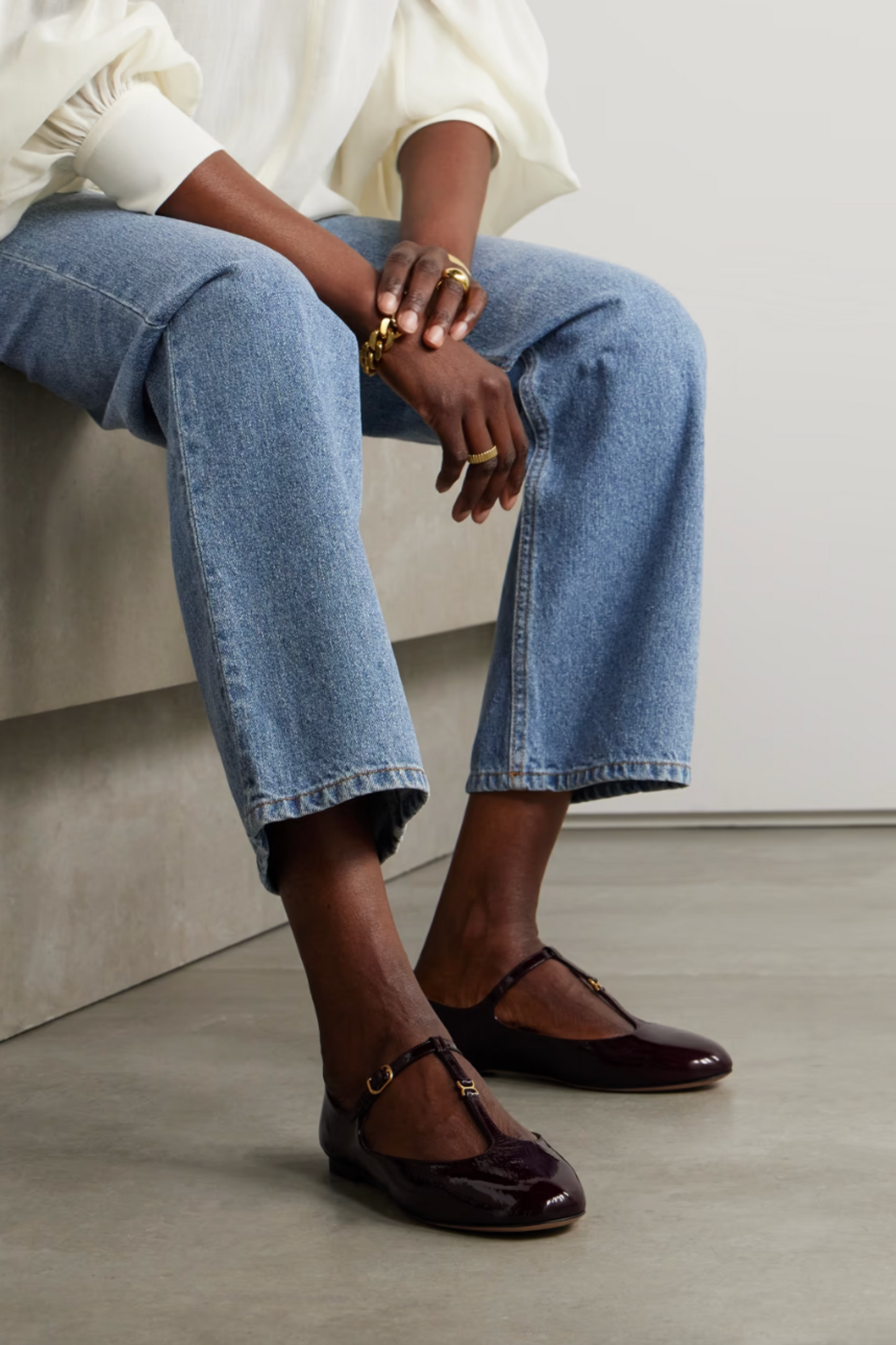 Marcie Embellished Crinkled Patent-leather Ballet Flats