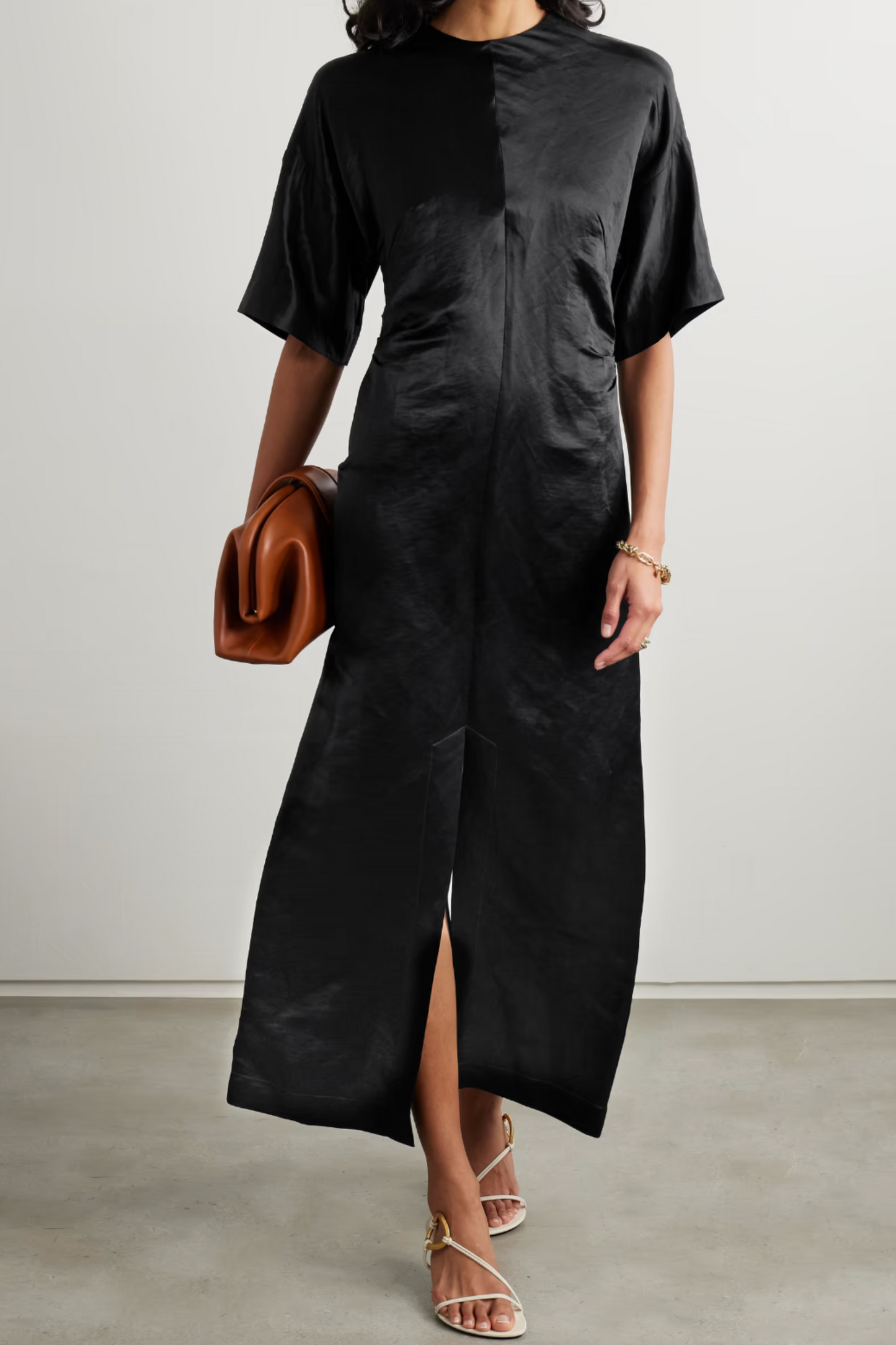 Ruby Linen and Silk-Blend Satin Midi dress