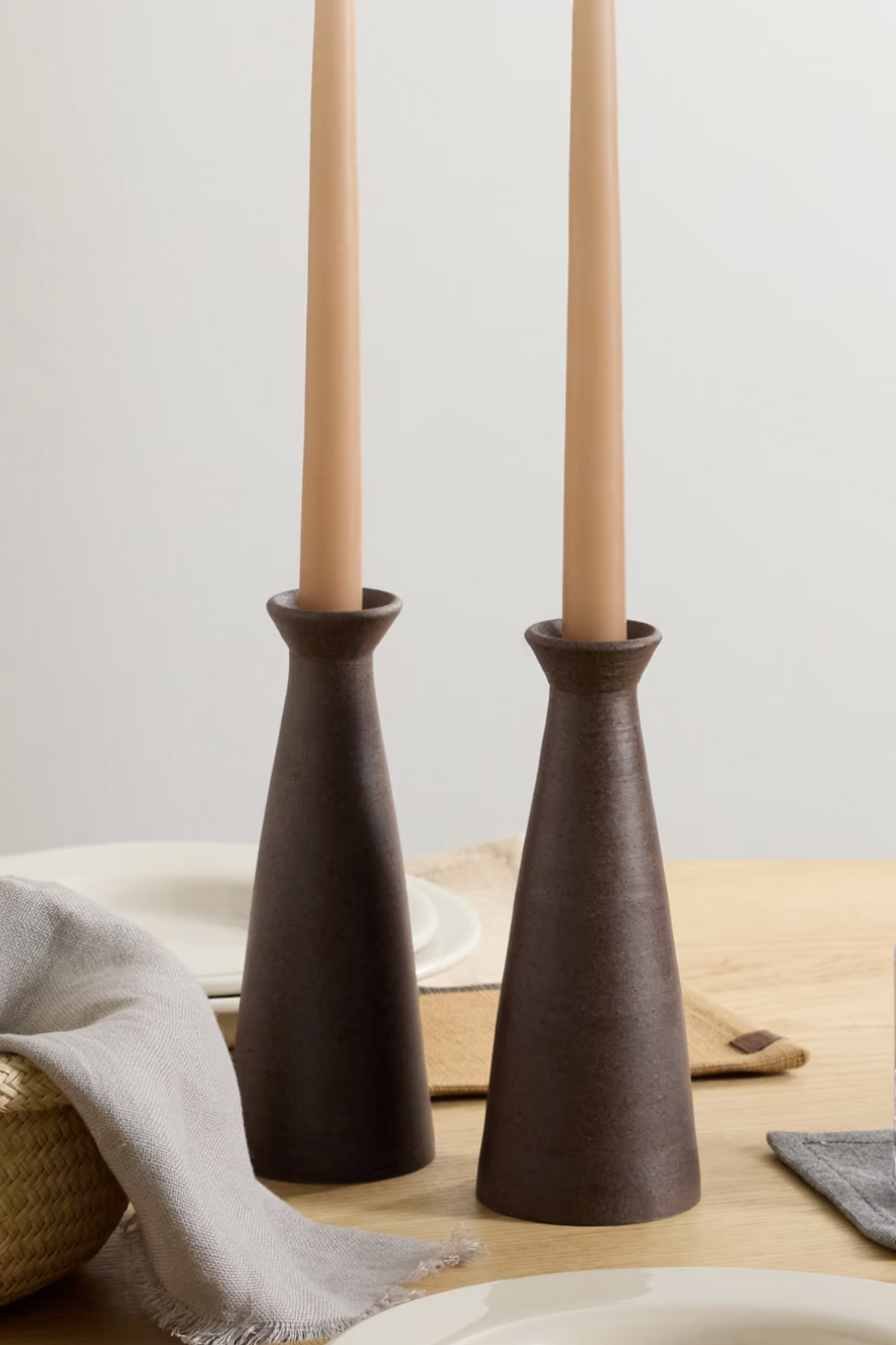 Set of two ceramic candle holders