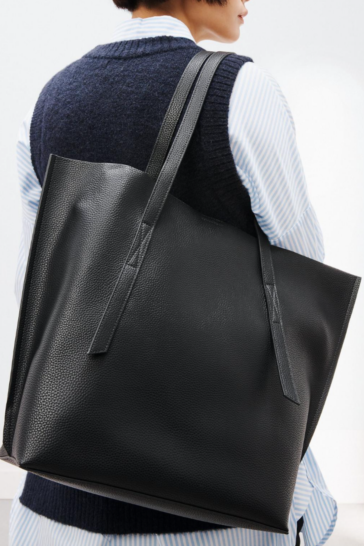 Sia East/West Minimal Tote Bag, Black