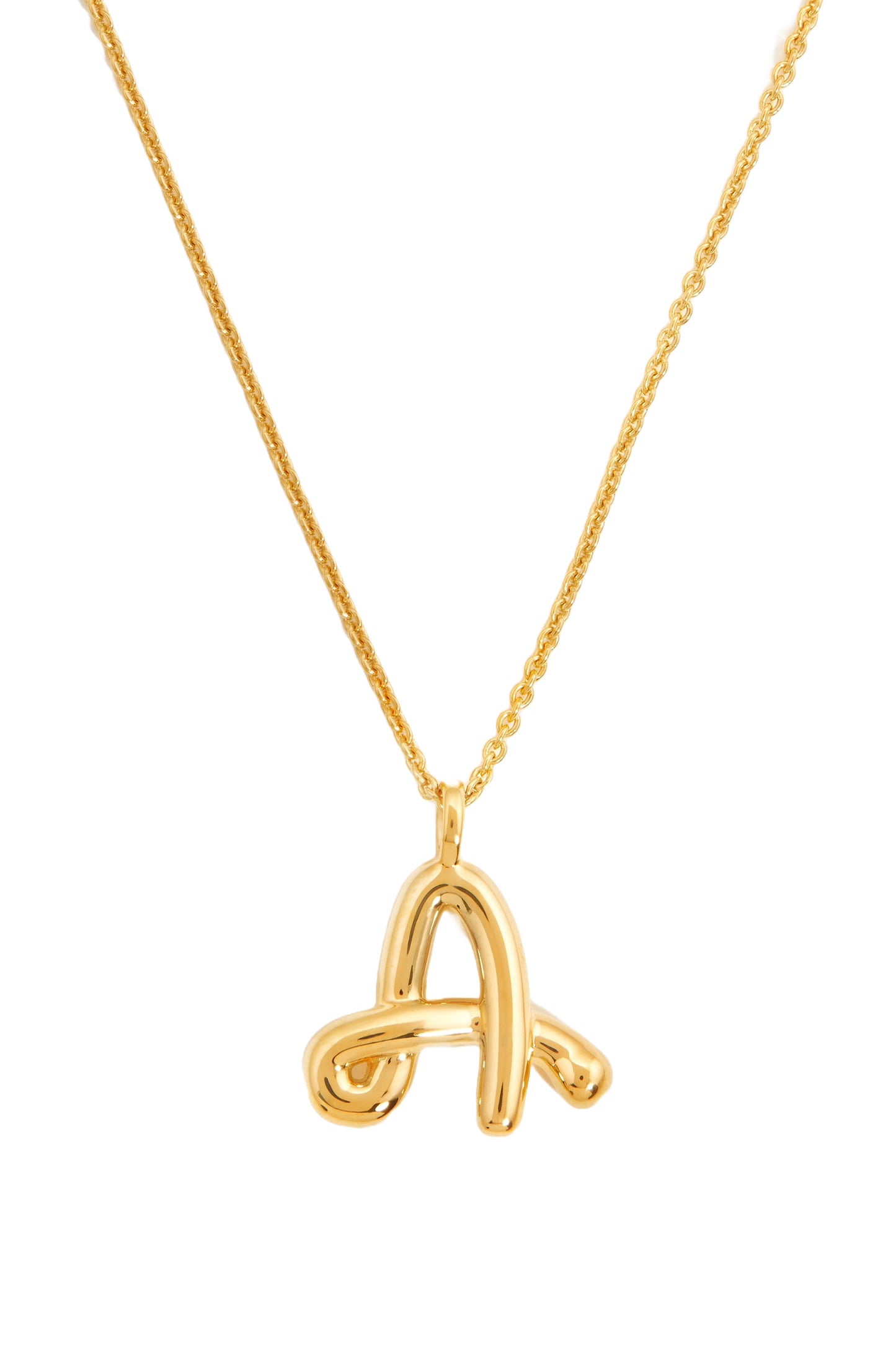 Curly Molten Initial Pendant Necklace - Initial A