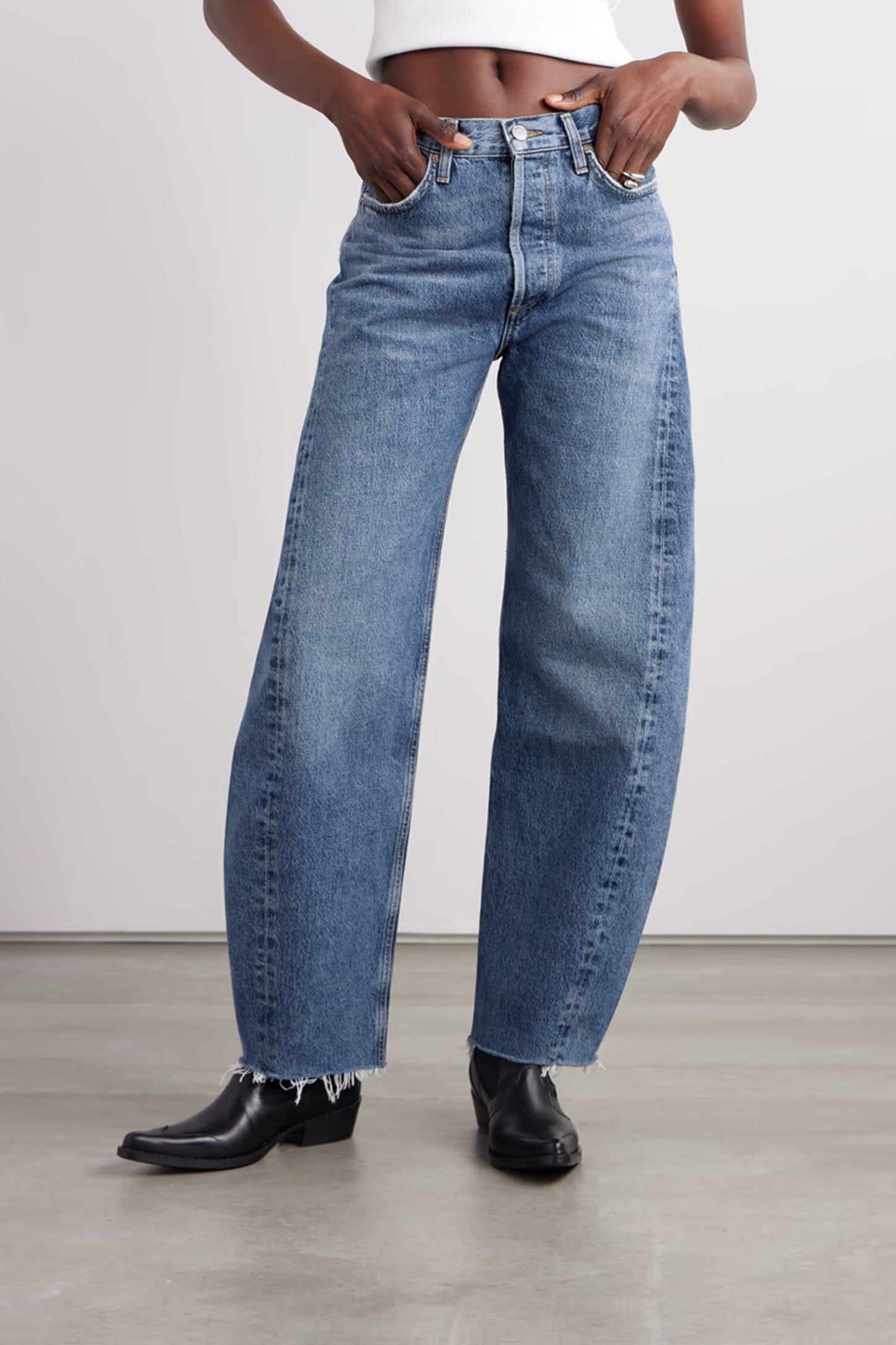 Luna Cropped High-Rise Tapered Organic Jeans