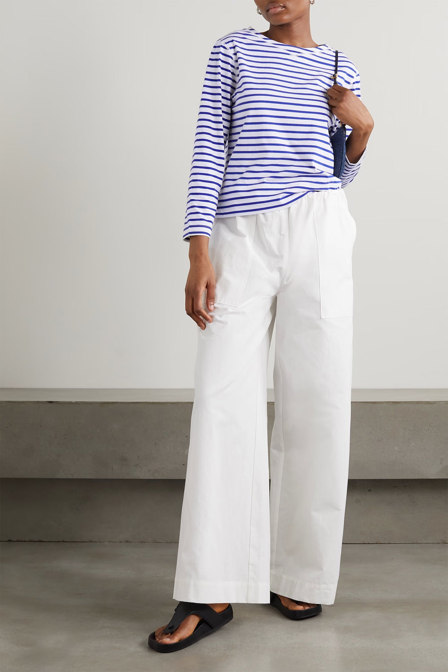 Beachside Striped Cotton-jersey T-shirt