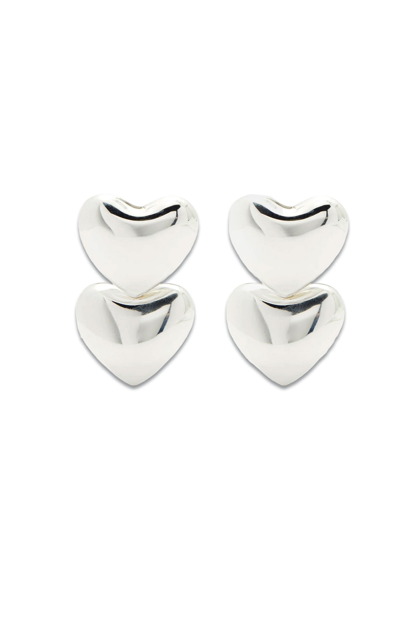 Double Voluptuous Heart Sterling-silver Earrings