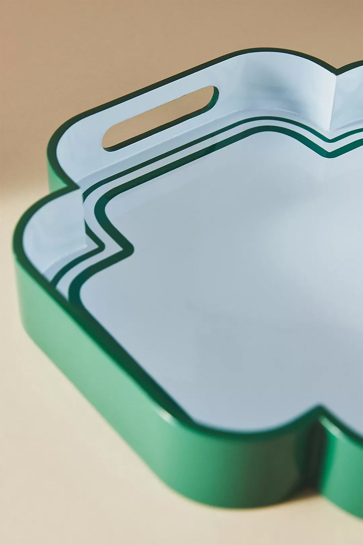 Lacquered Wood Border Serving Tray