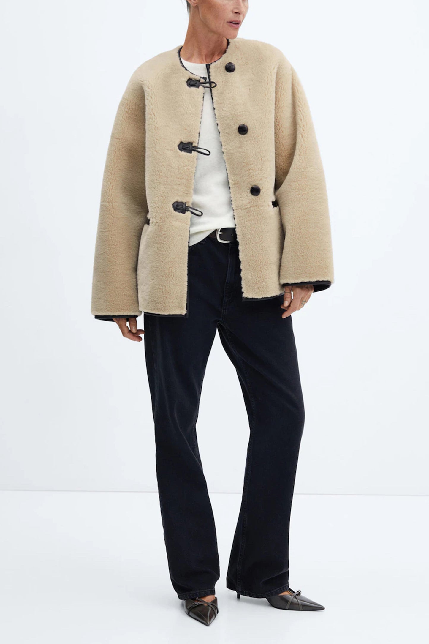 Appliqués faux-fur coat