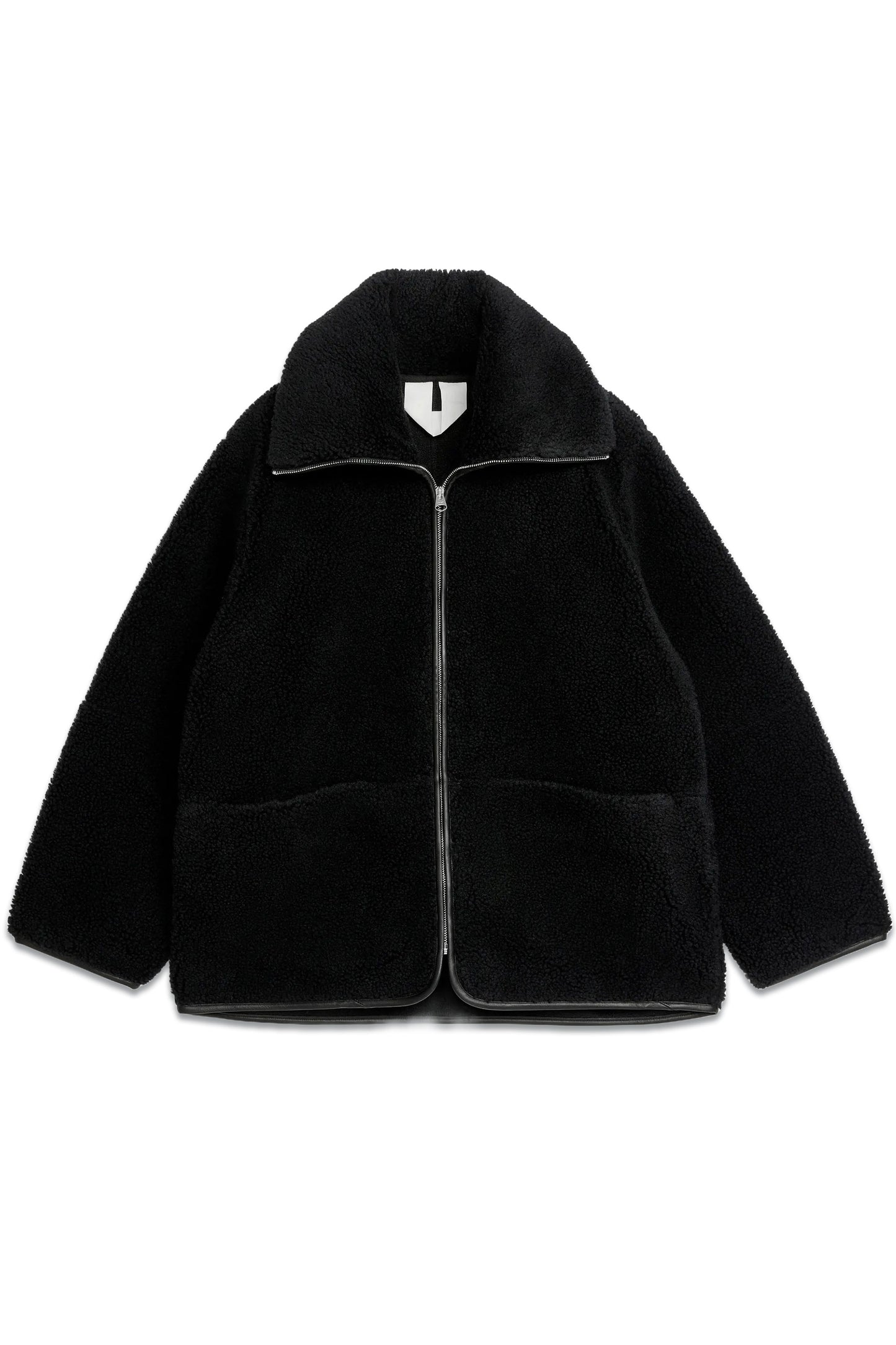 Leather Detailed Pile Jacket Black