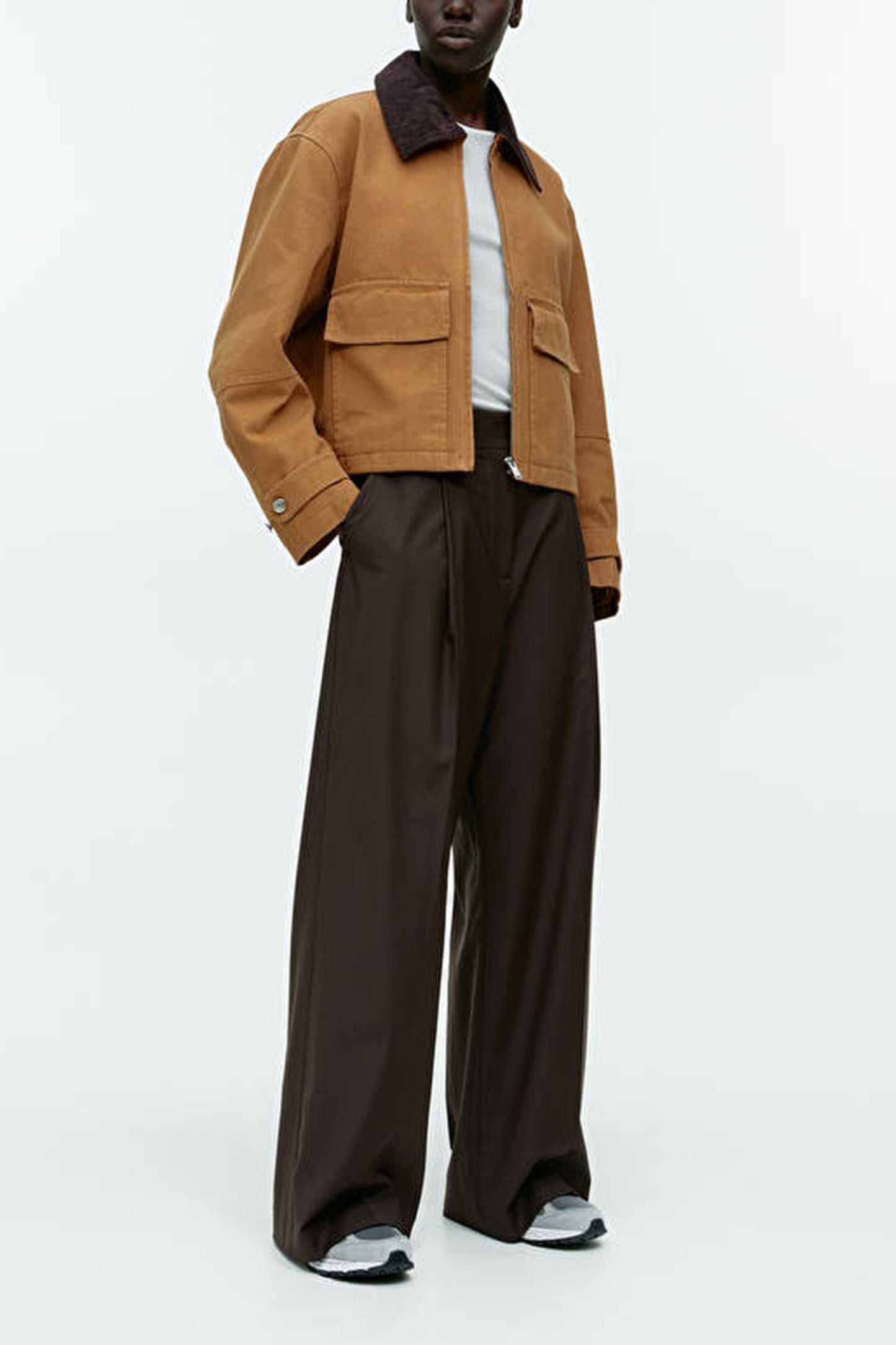 Wide Wool-blend Trousers