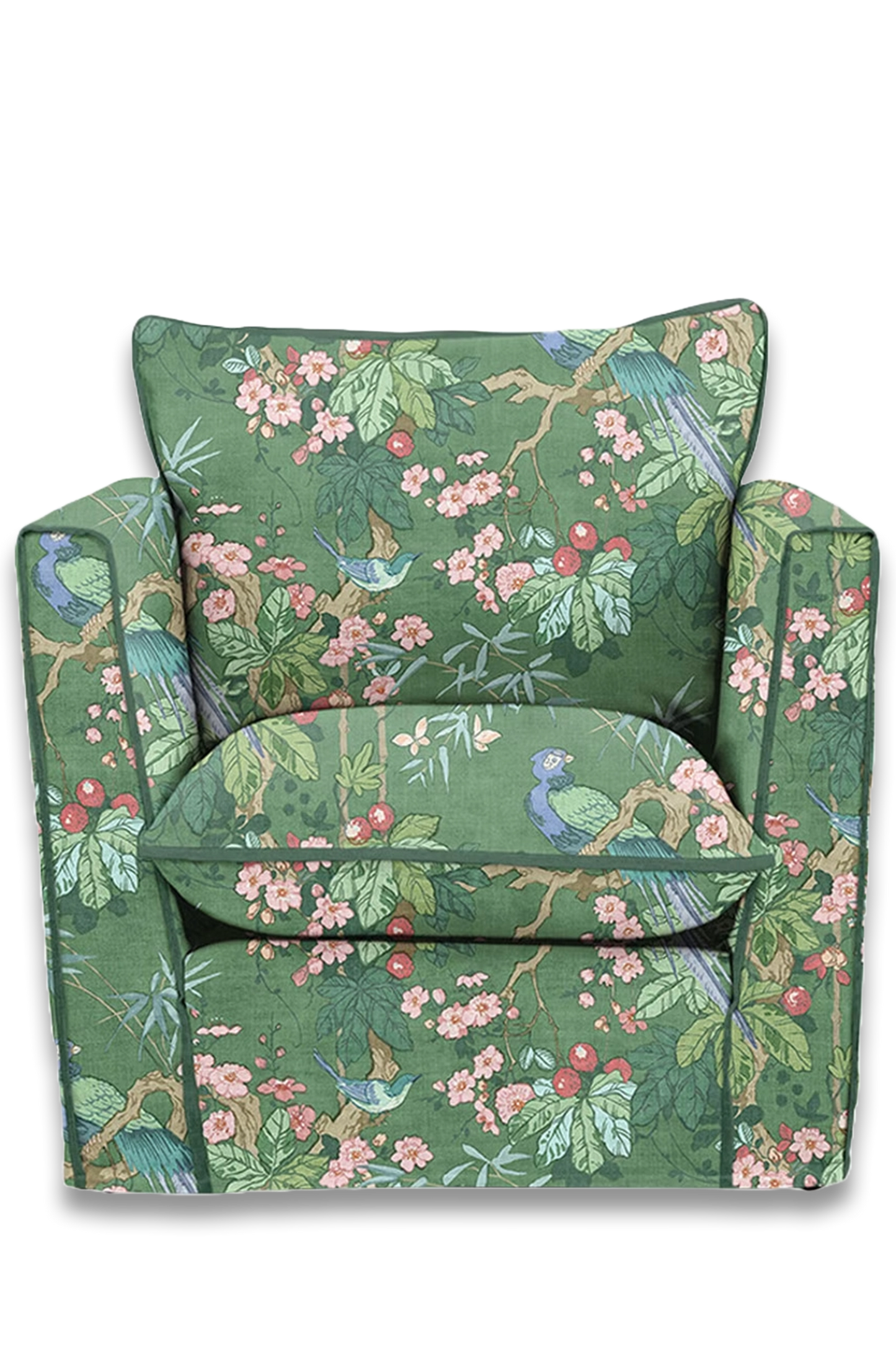 Cocobella Armchair, Juniper With Pine Velvet Trim