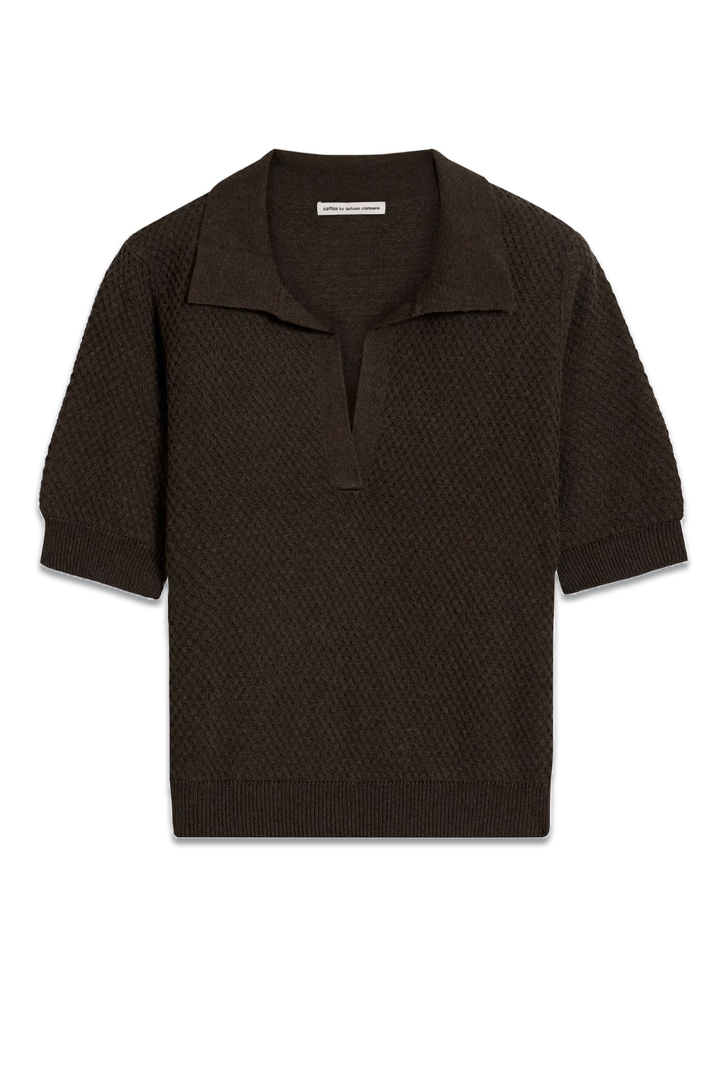 Waffle-knit Cotton Polo Sweater
