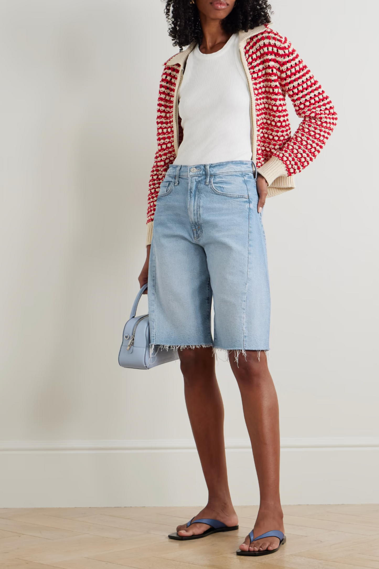 The Half Pipe Bermuda Fray Denim Shorts