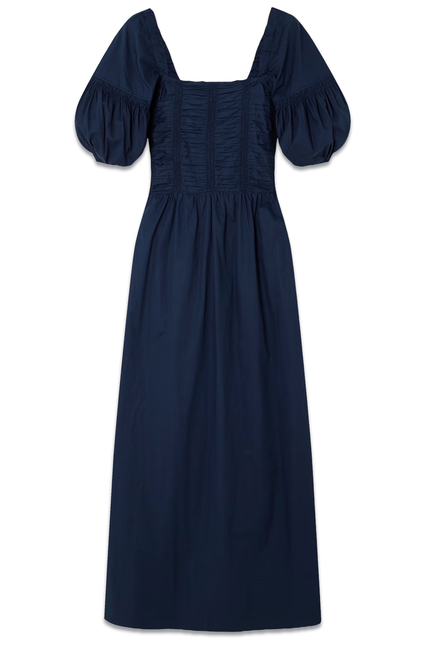 + NET SUSTAIN Belisario Smocked Organic Cotton-poplin Midi Dress