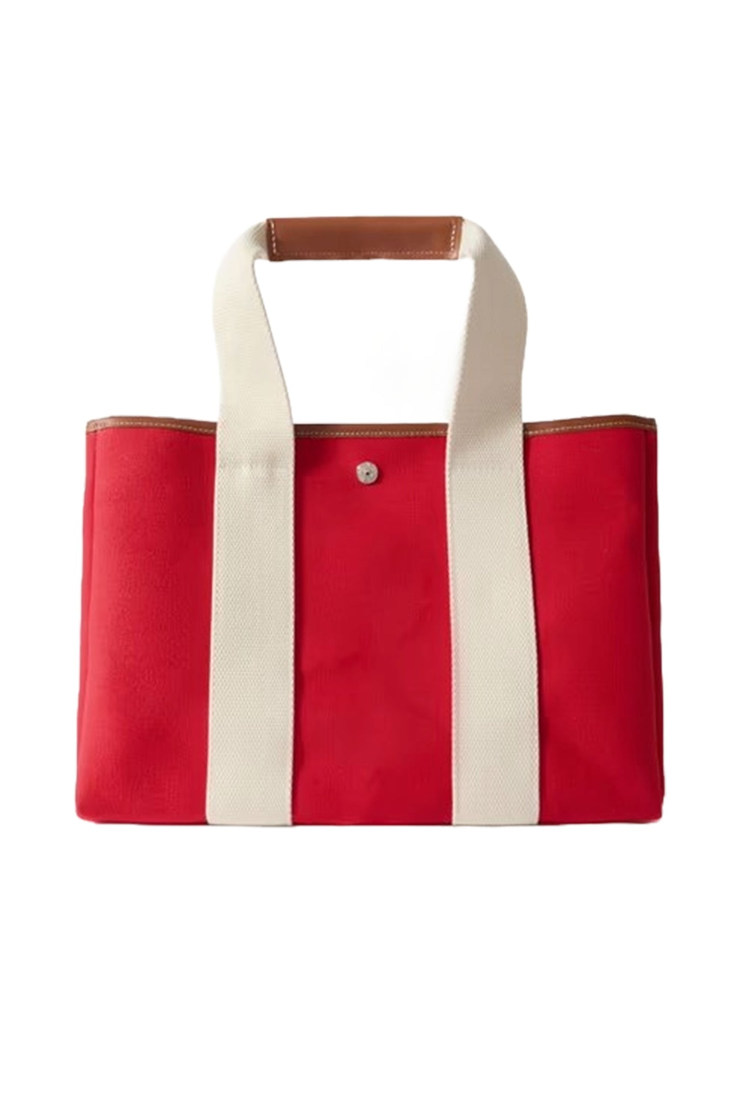 St Paul Traversée Medium Leather- and Webbing-trimmed Canvas Tote