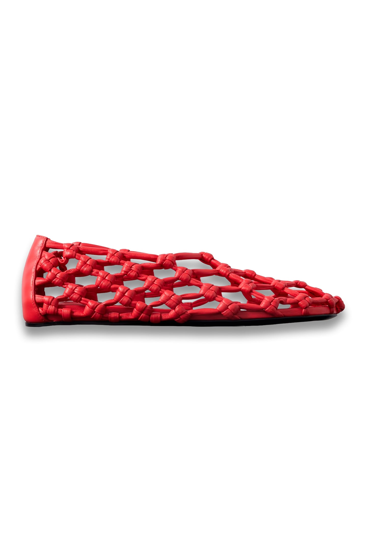 Cutout knotted leather ballet flats