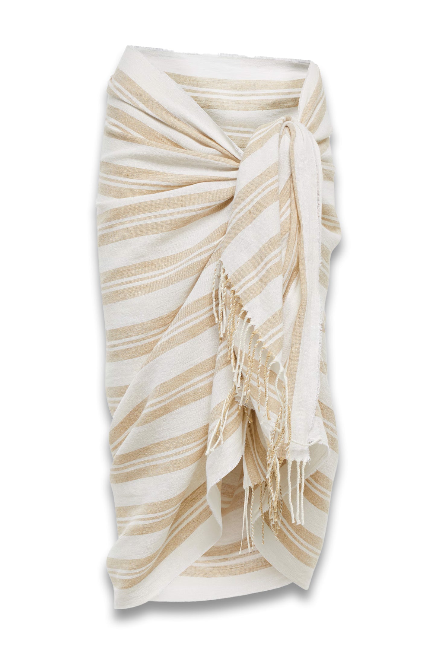 Striped linen and cotton beach cover-up