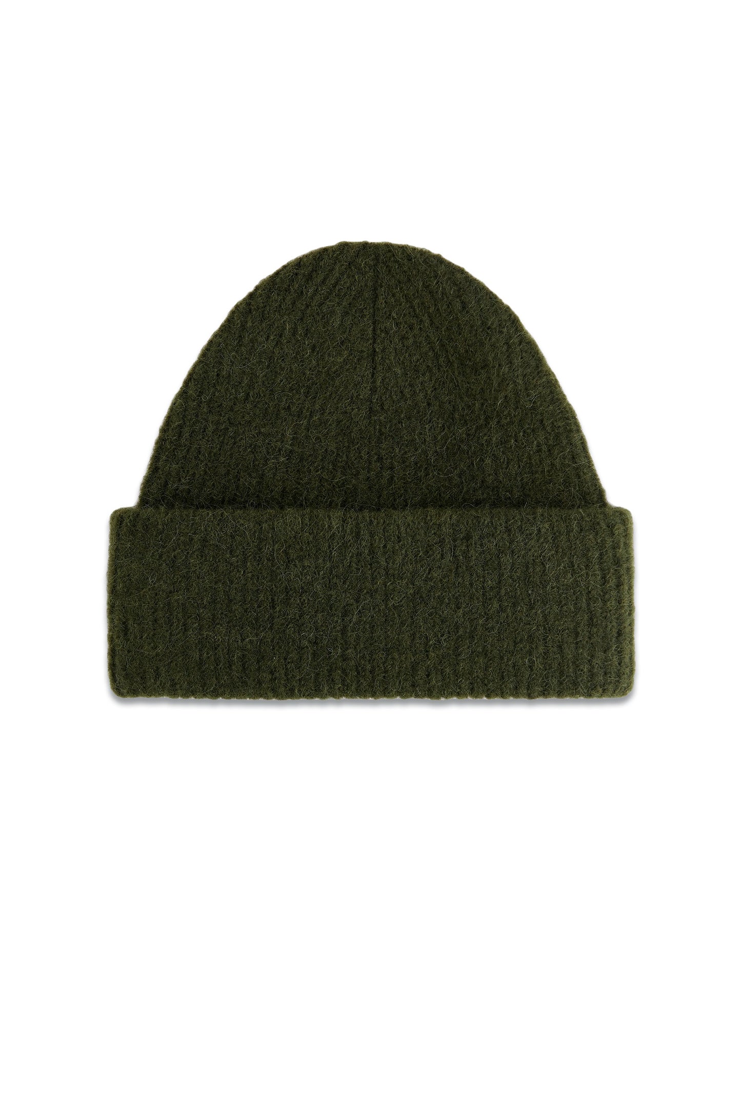 Double-Fold Alpaca Merino Beanie Dark Green