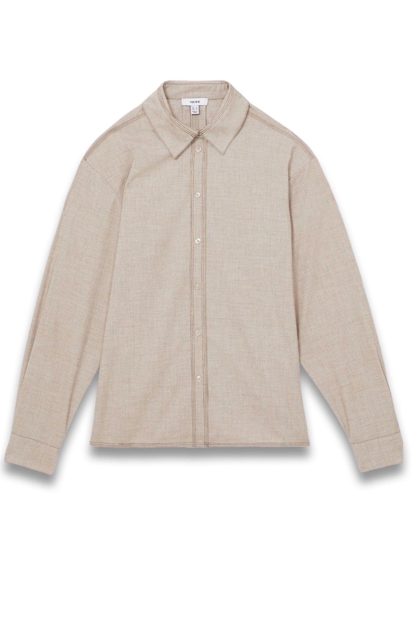 Nova Relaxed Long-Sleeve Shirt With Wool in Neutral