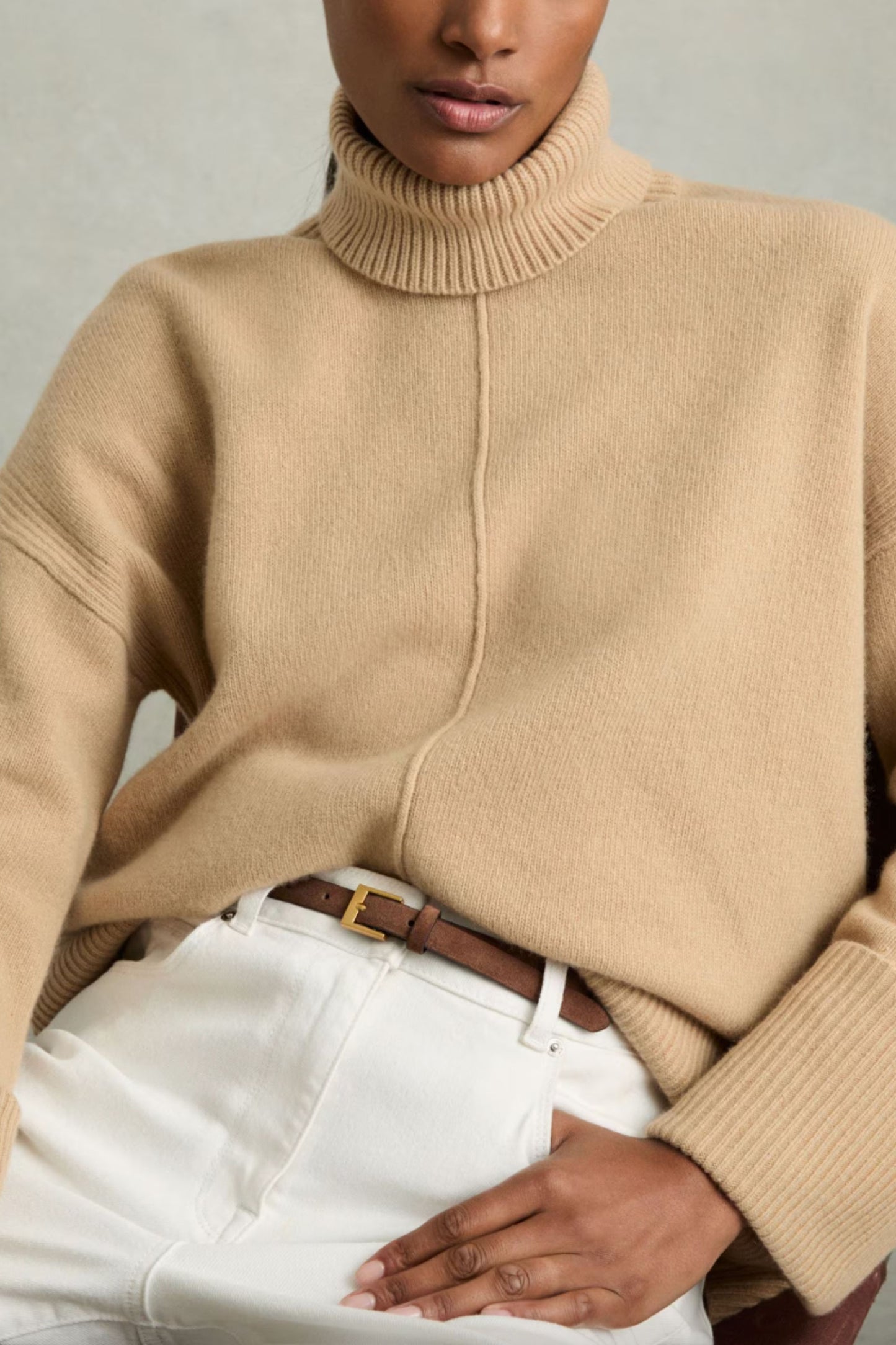 Holly Leather Skinny Belt in Rust