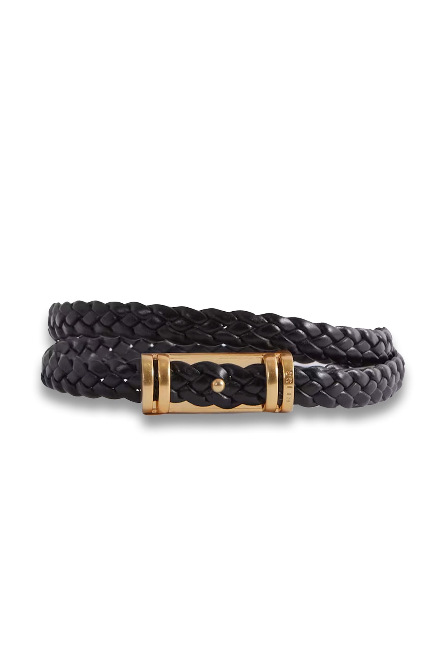 Woven Leather Belt in Black