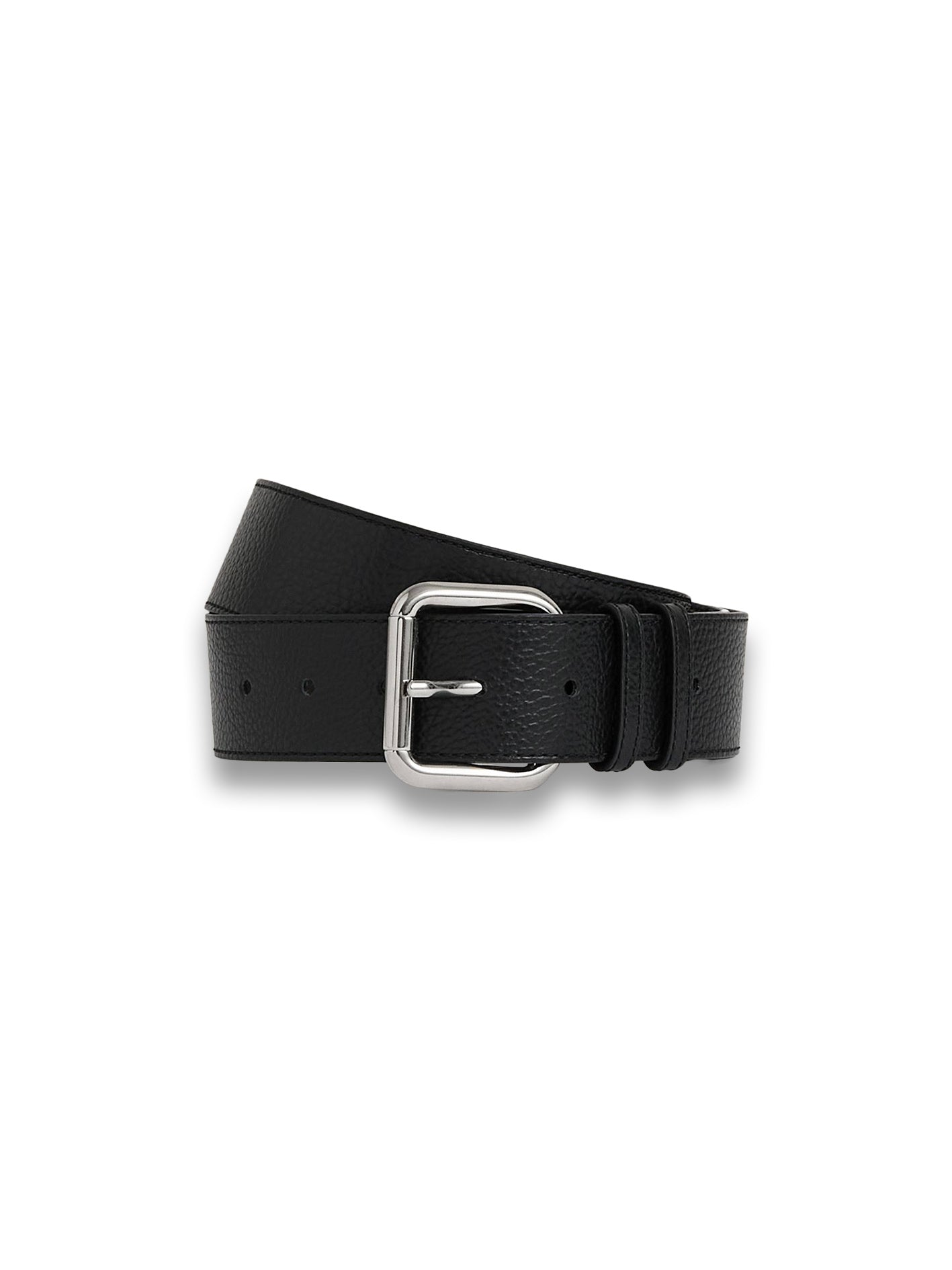 Leather Square Roller Buckle Belt in Black