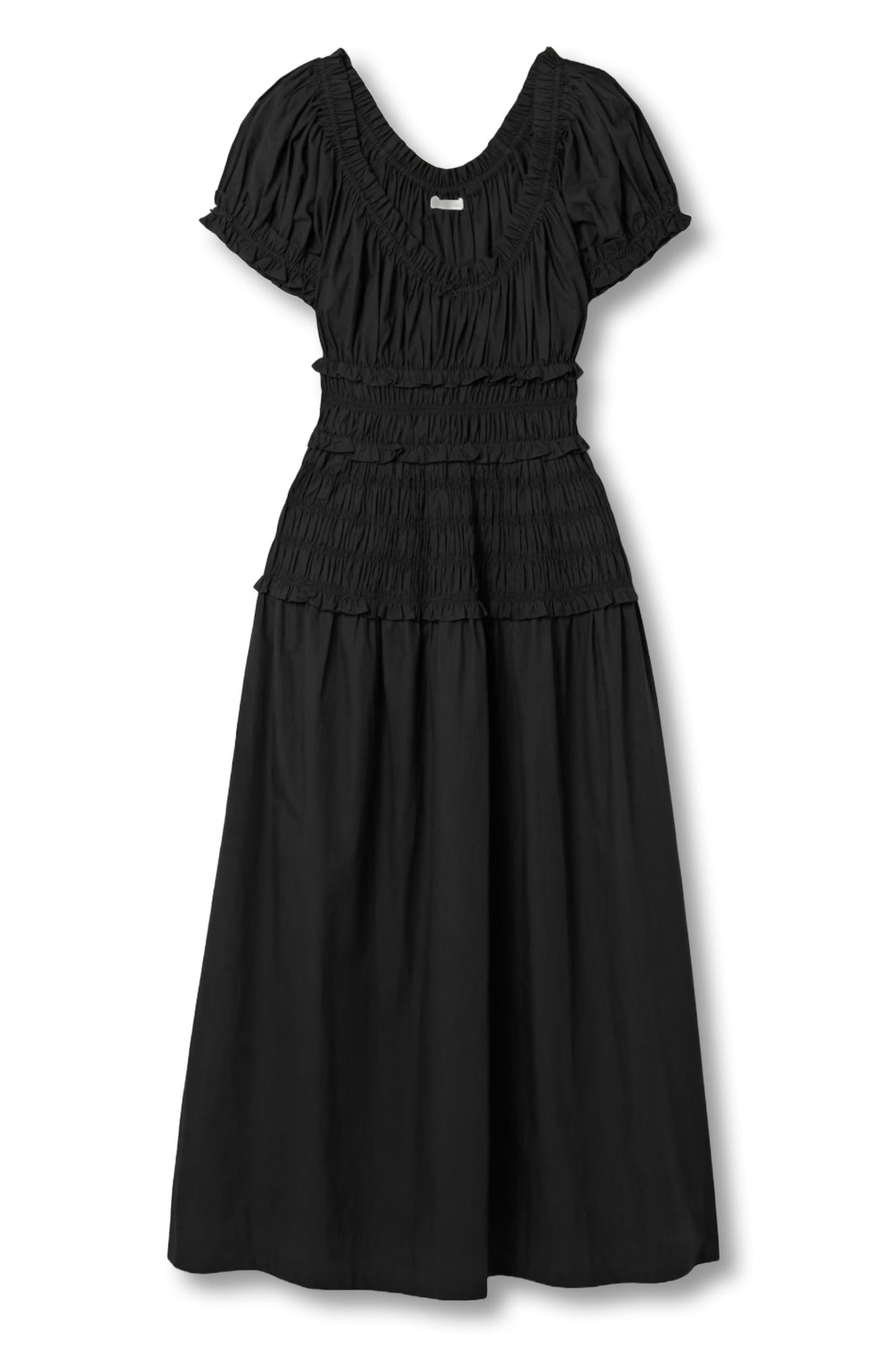 Leanne Shirred Organic Cotton-voile Midi Dress