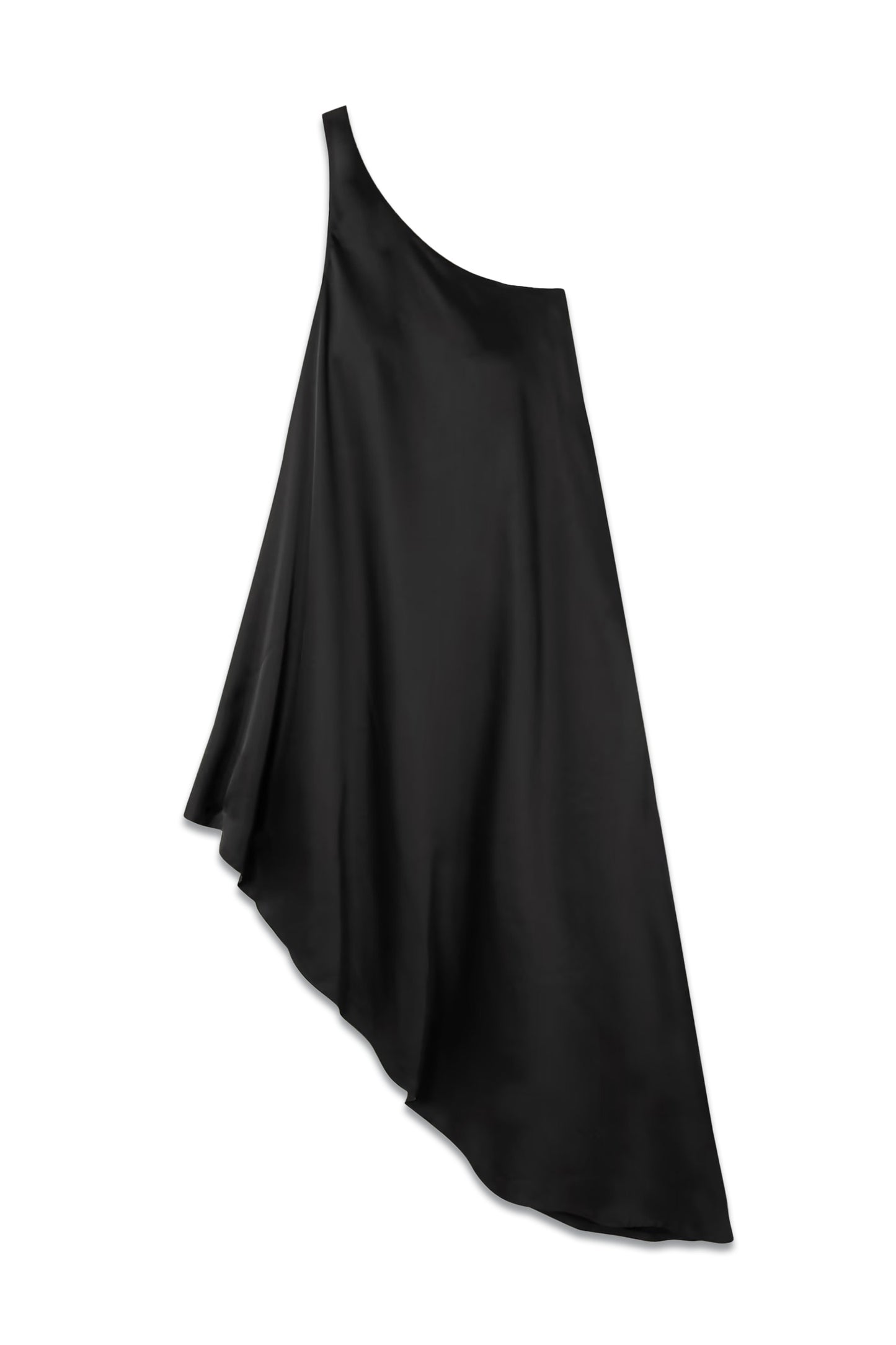One-shoulder asymmetric satin tunic