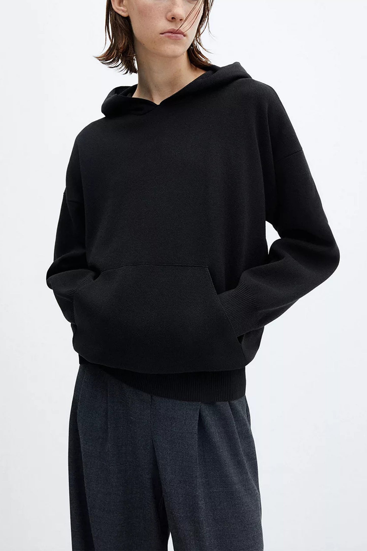 Mango Brandy Hooded Jumper, Black