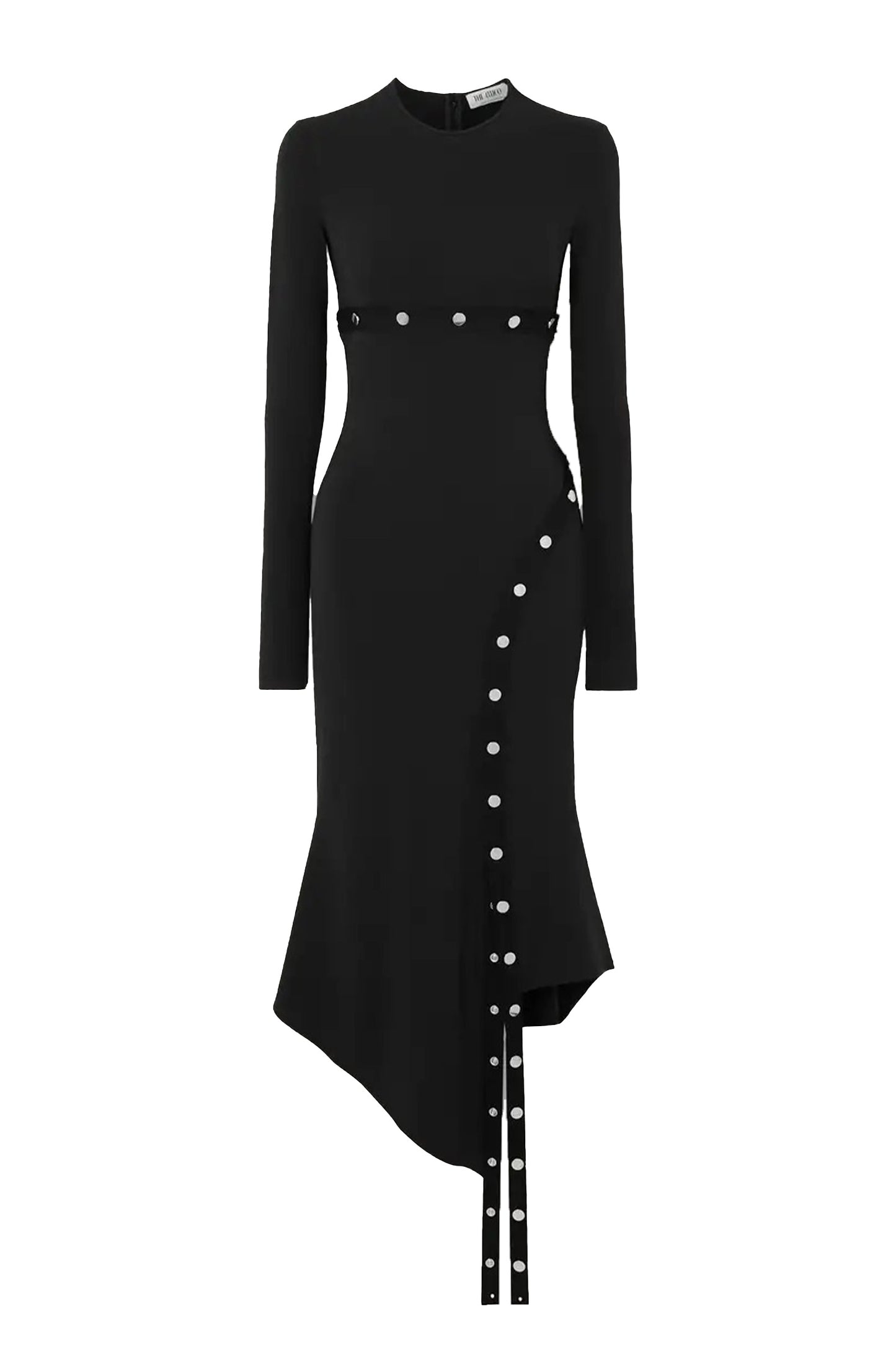 Asymmetric Embellished Jersey Midi Dress