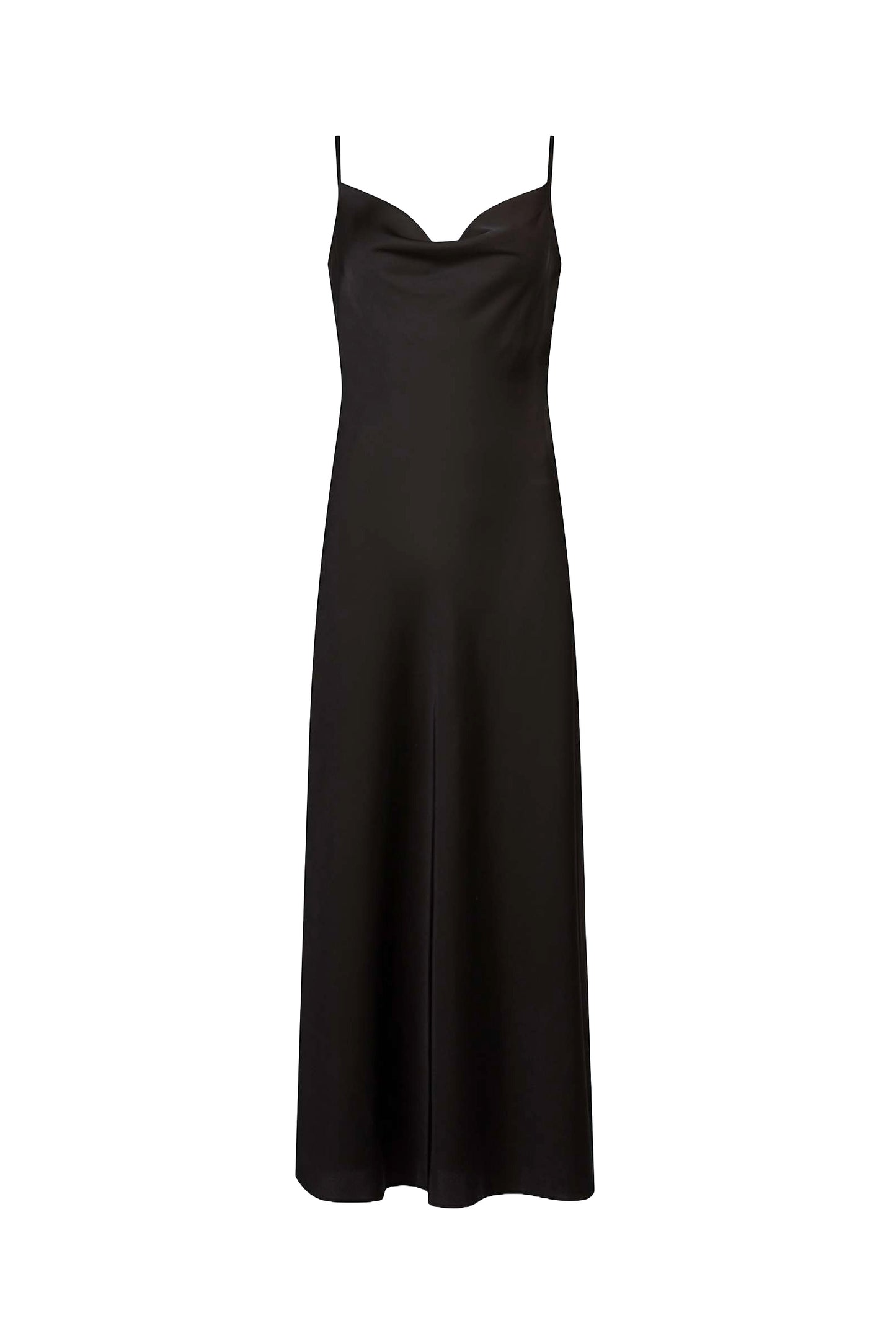 AllSaints Hadley Cowl Neck Midi Slip Dress, Black