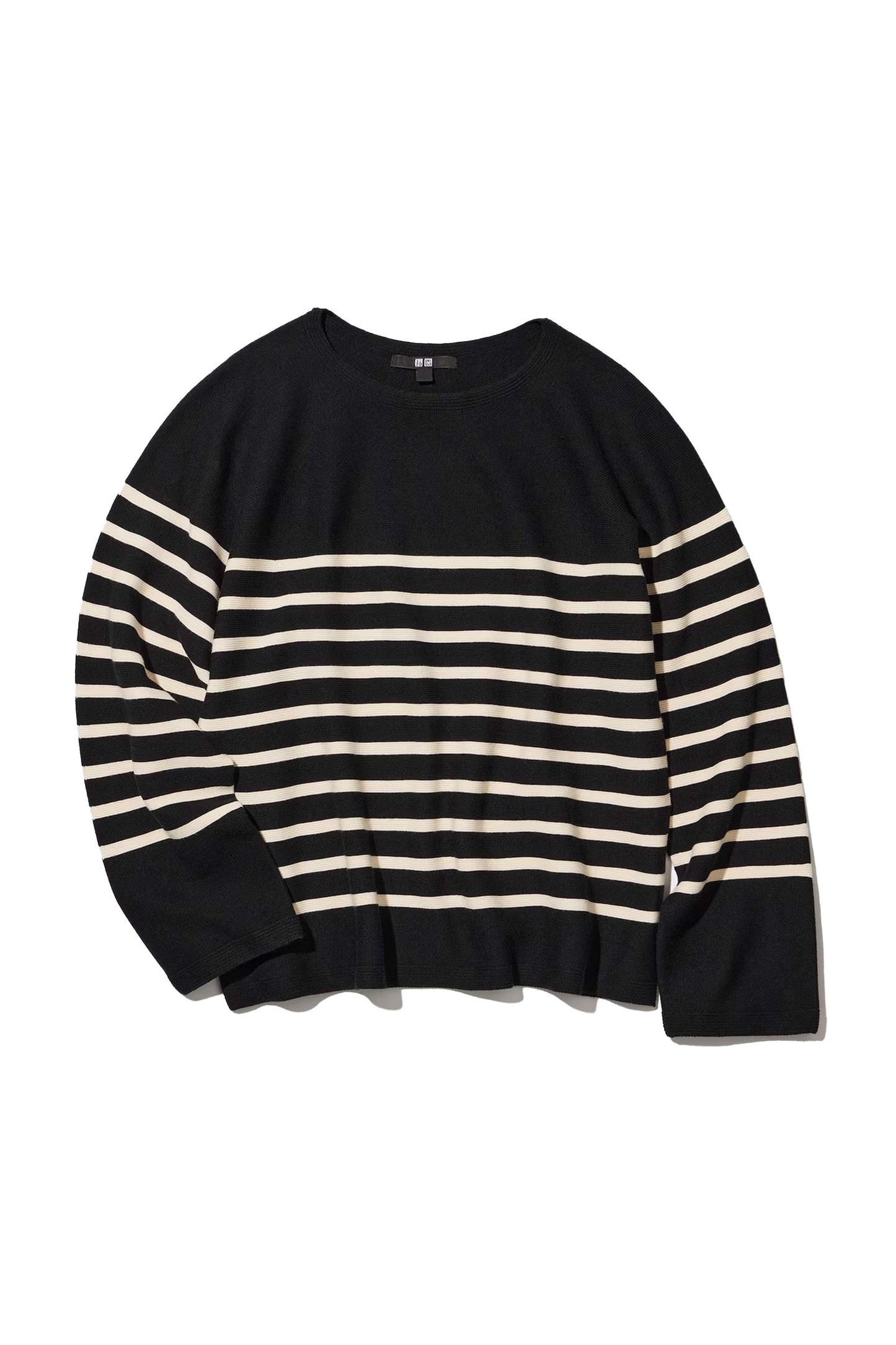 3D Knit Seamless Cotton Striped Crew Neck Jumper