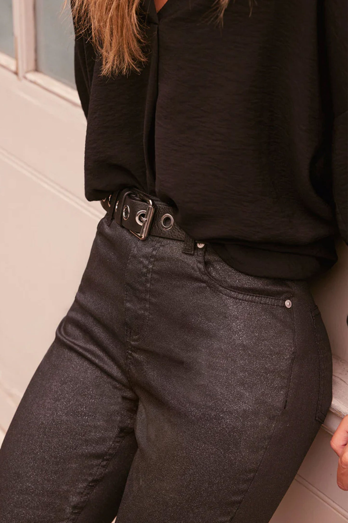 Black Eyelet Leather Belt