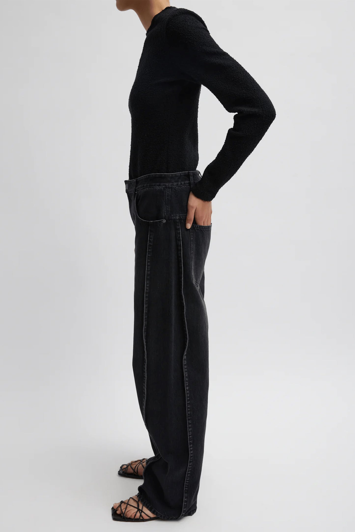 Vintage Black Denim Tuck Jean