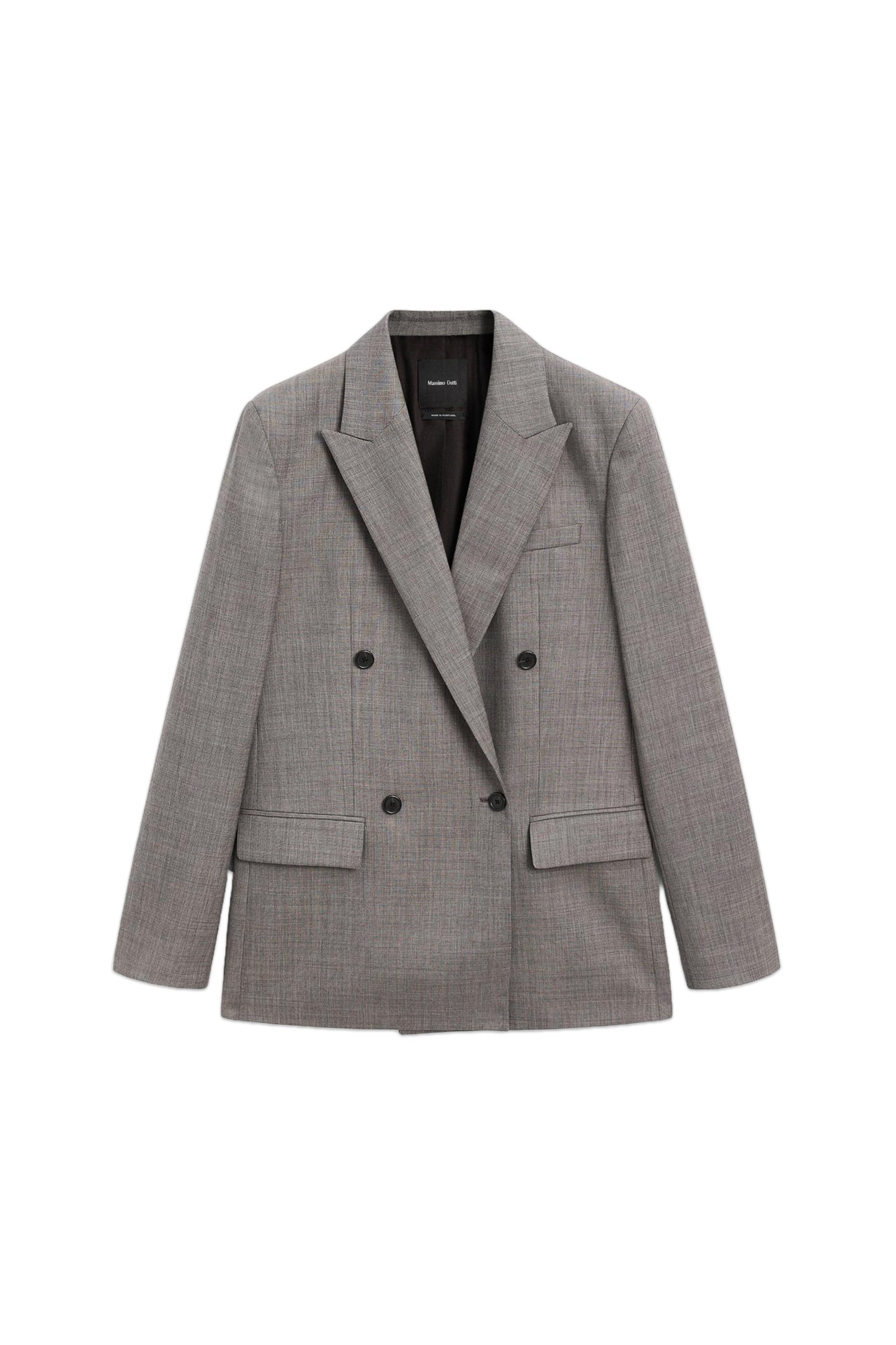 Double-Breasted Melange Wool Blend Blazer