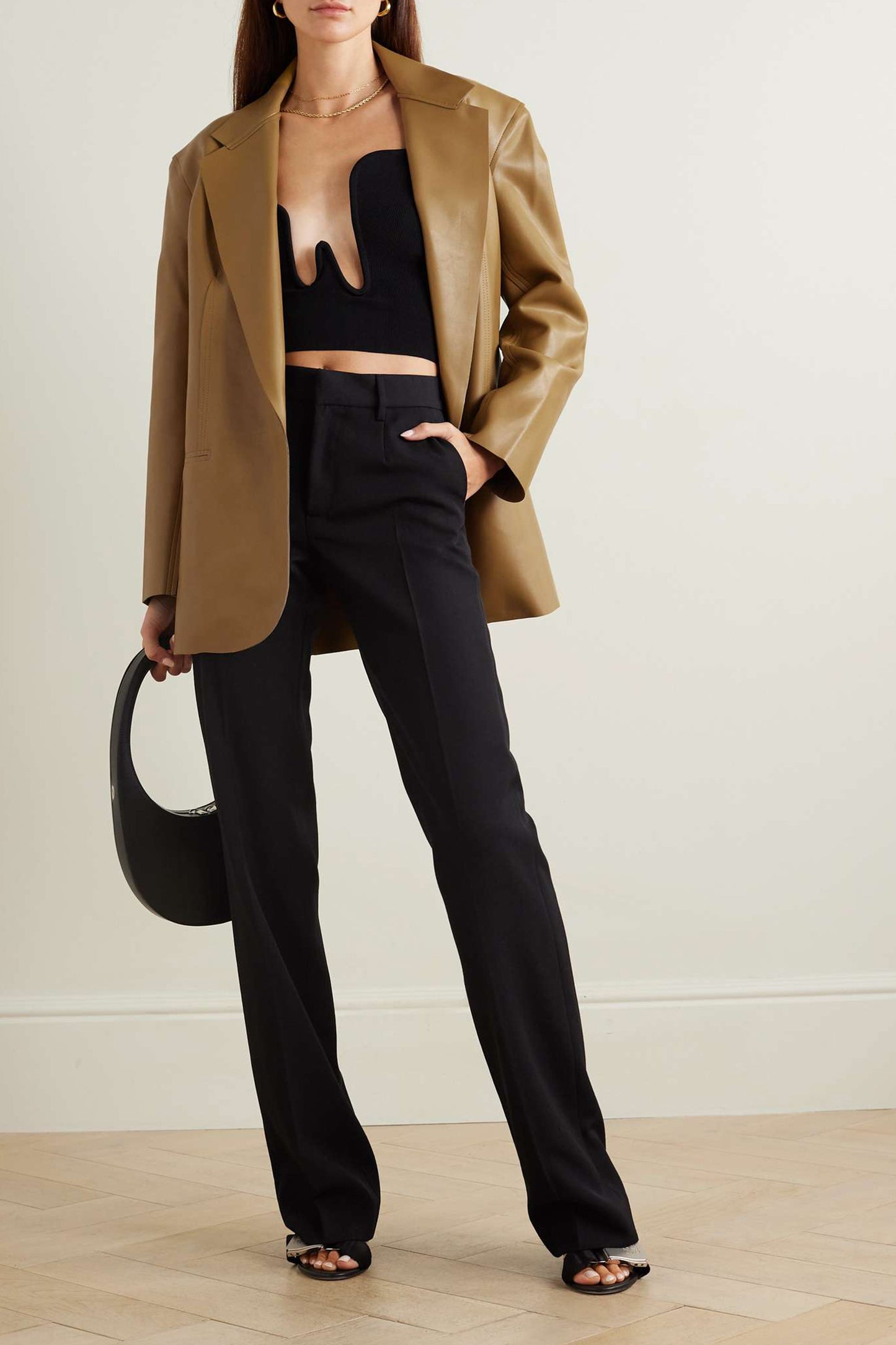 Vegan leather blazer