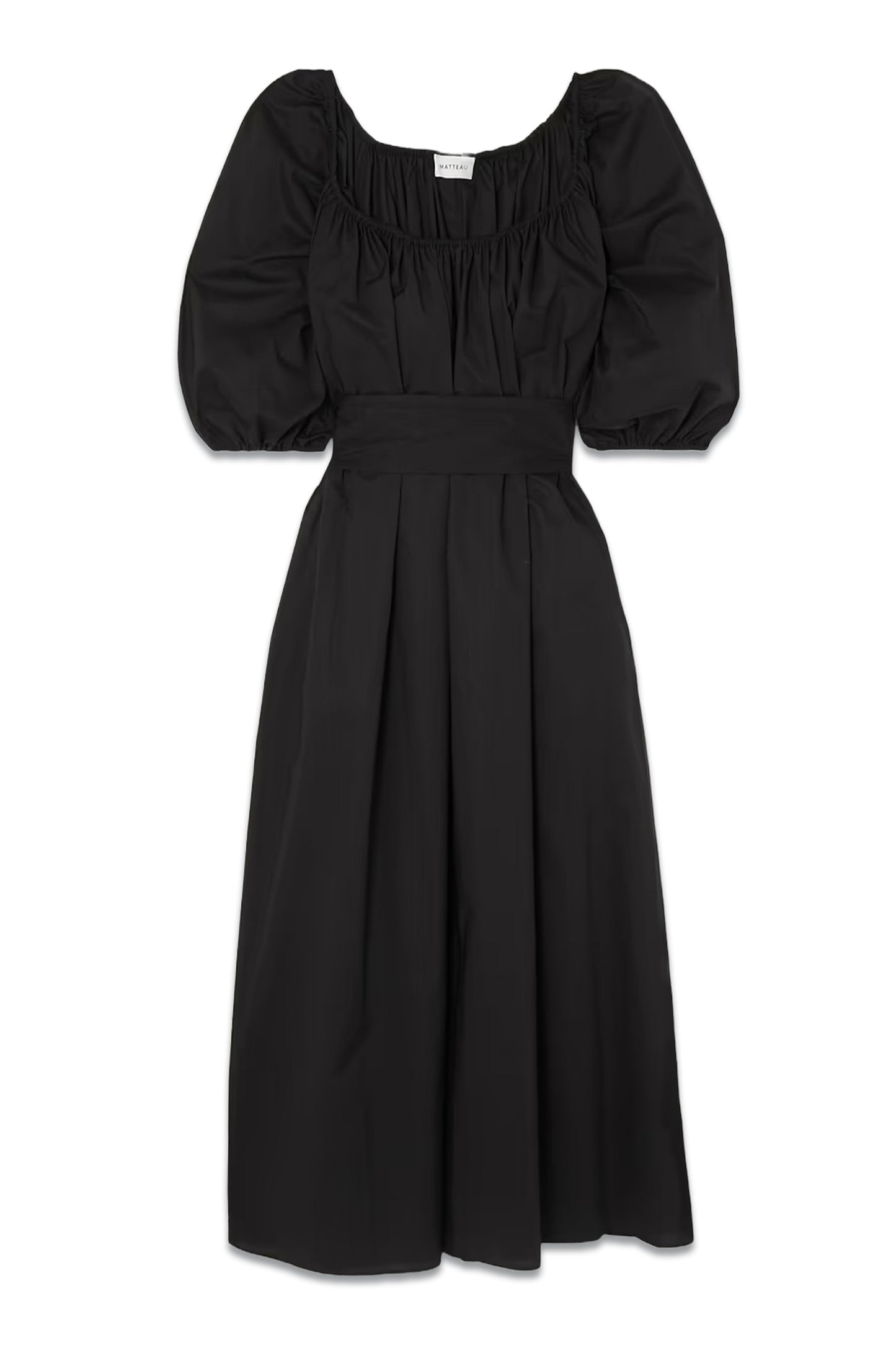 + NET SUSTAIN Belted Gathered Organic Cotton-poplin Midi Dress