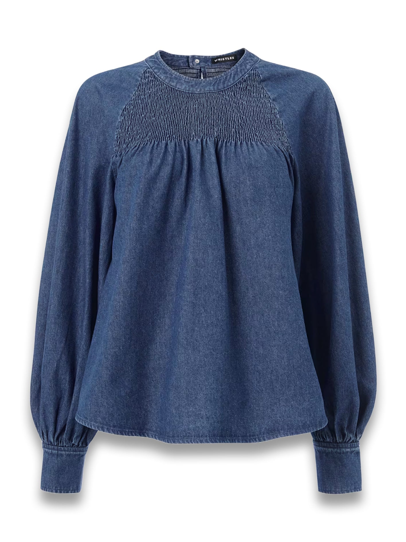 Smocked Denim Blouse