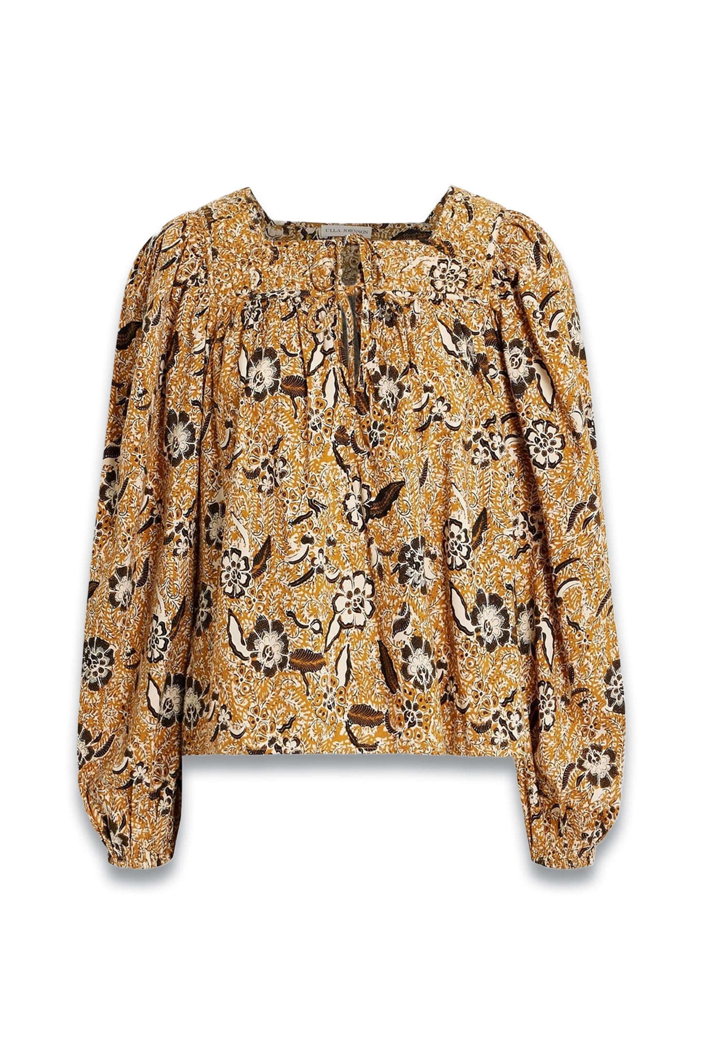 Issa Shirred Printed Cotton-blend Voile Blouse