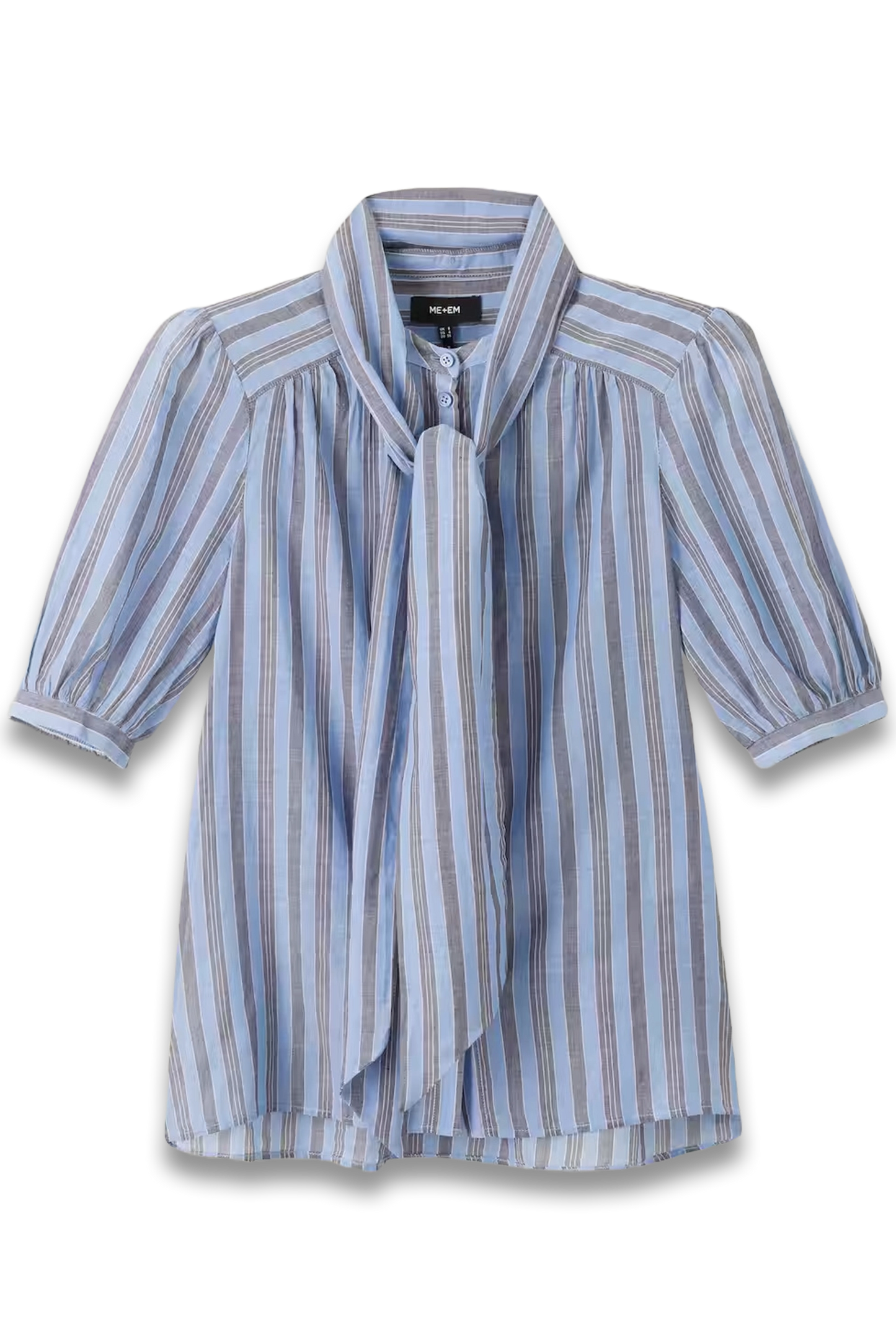 Cotton Stripe Blouse + Tie