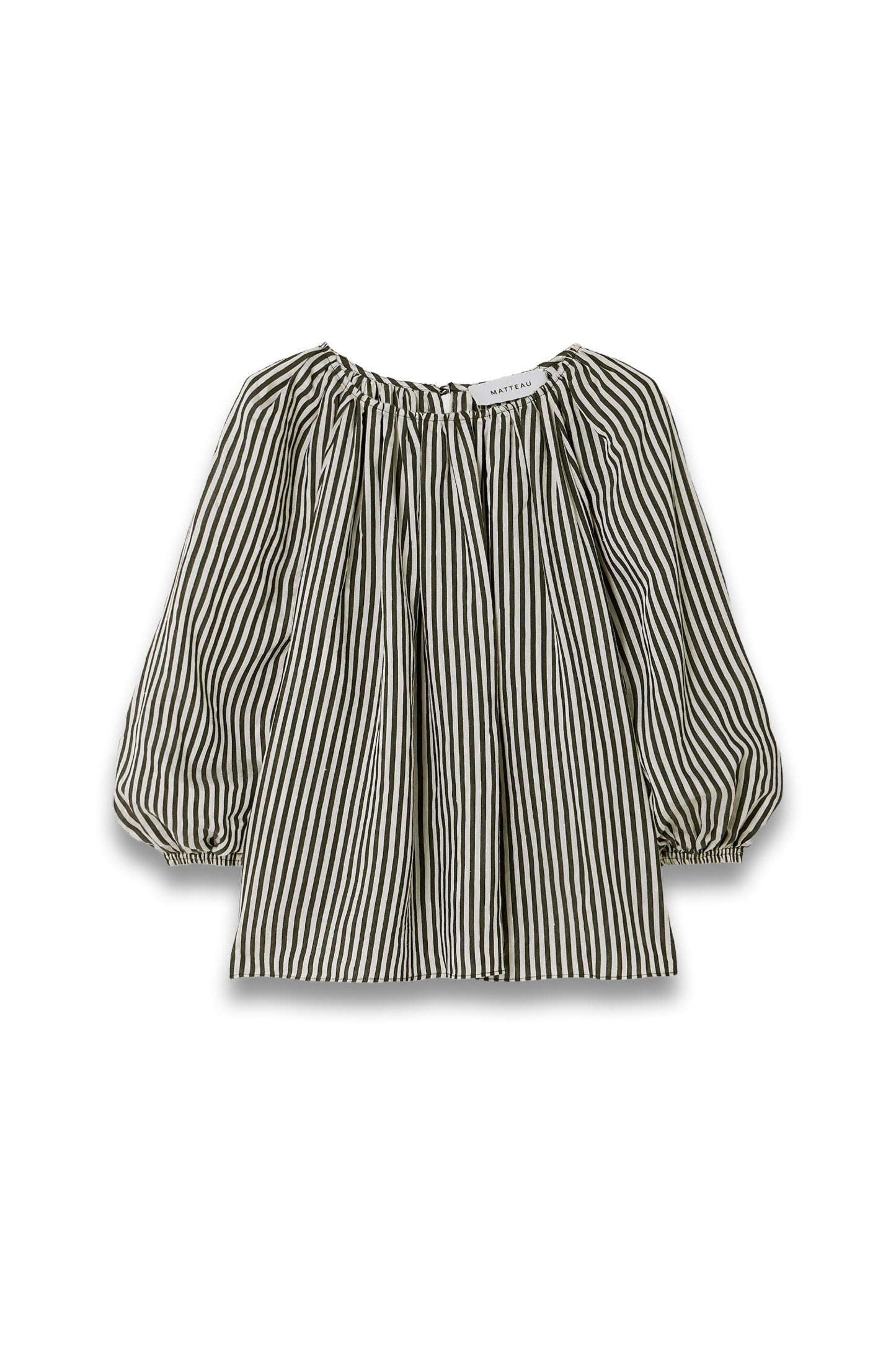 MATTEAU + NET SUSTAIN Gathered Striped Poplin Blouse