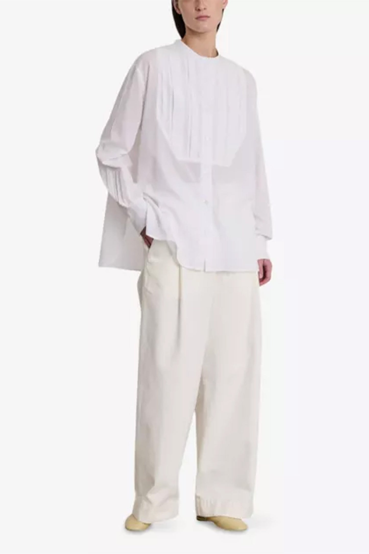 Eleanore Pleated-Front Cotton-Voile Blouse