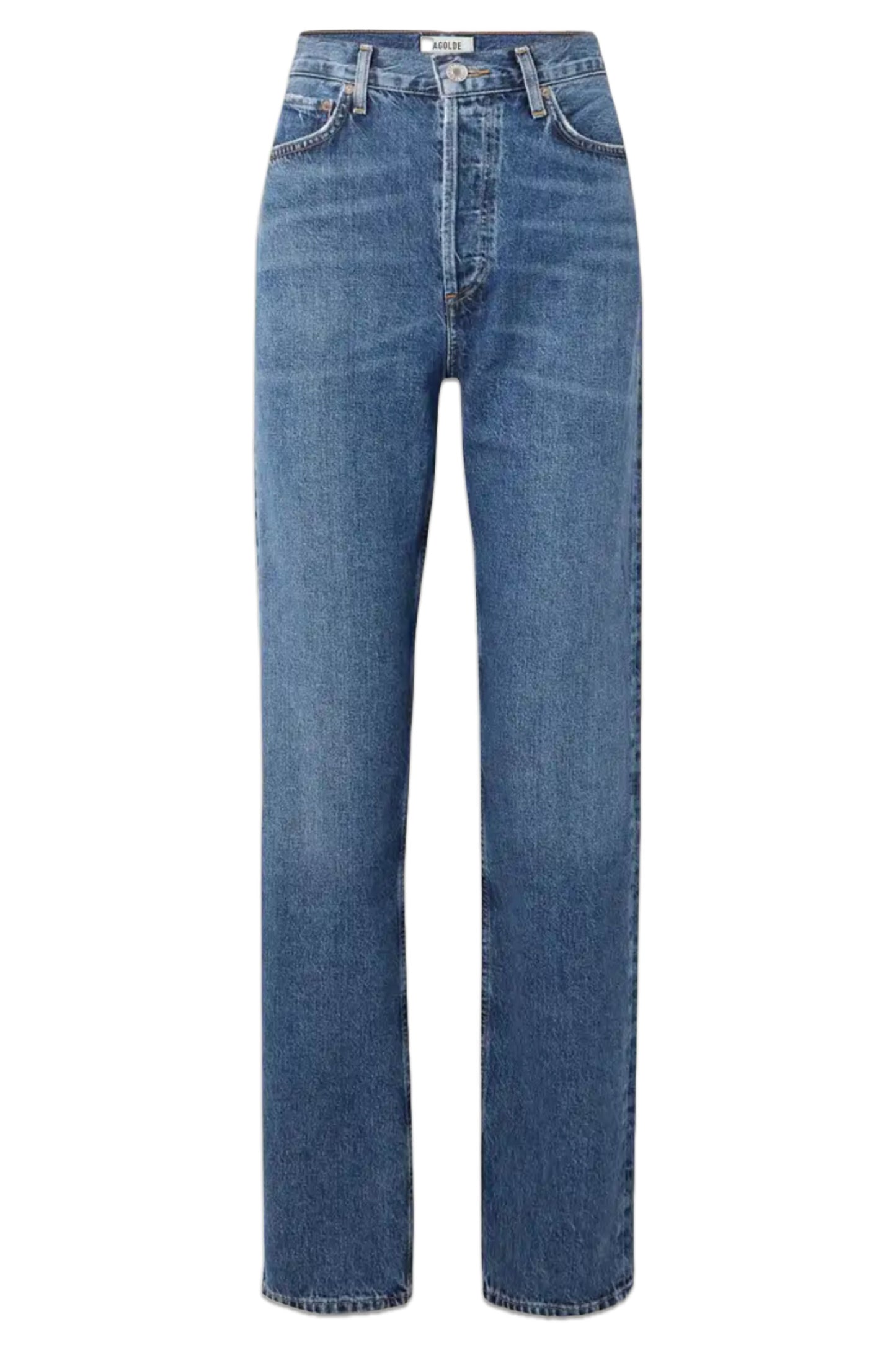 + NET SUSTAIN 90's Pinch Waist Long High-Rise Straight-Leg Organic Jeans