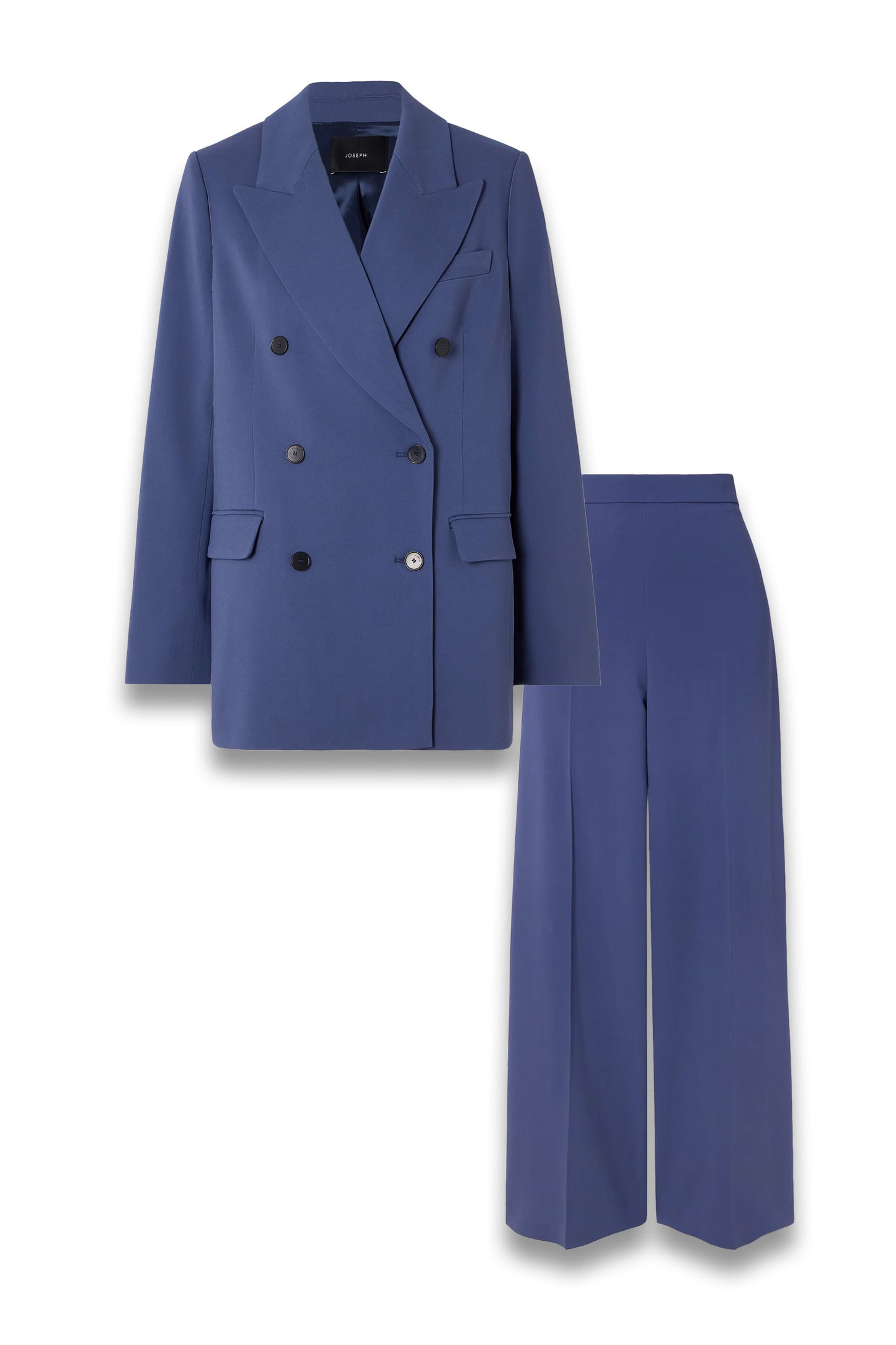 Valery double-breasted cady blazer and Alane pleated cady wide-leg pants