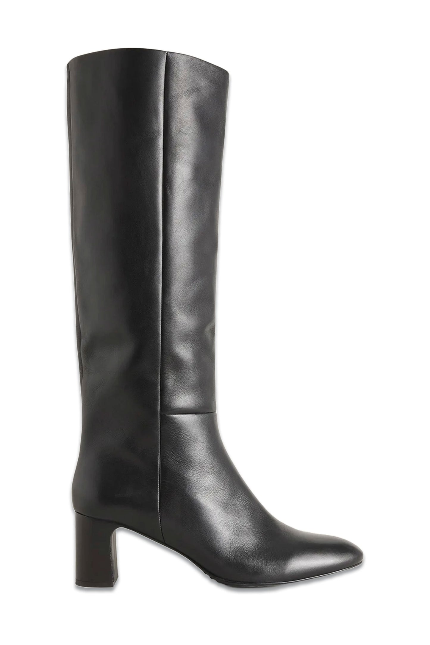 Erica Knee High Leather Boots Black Leather